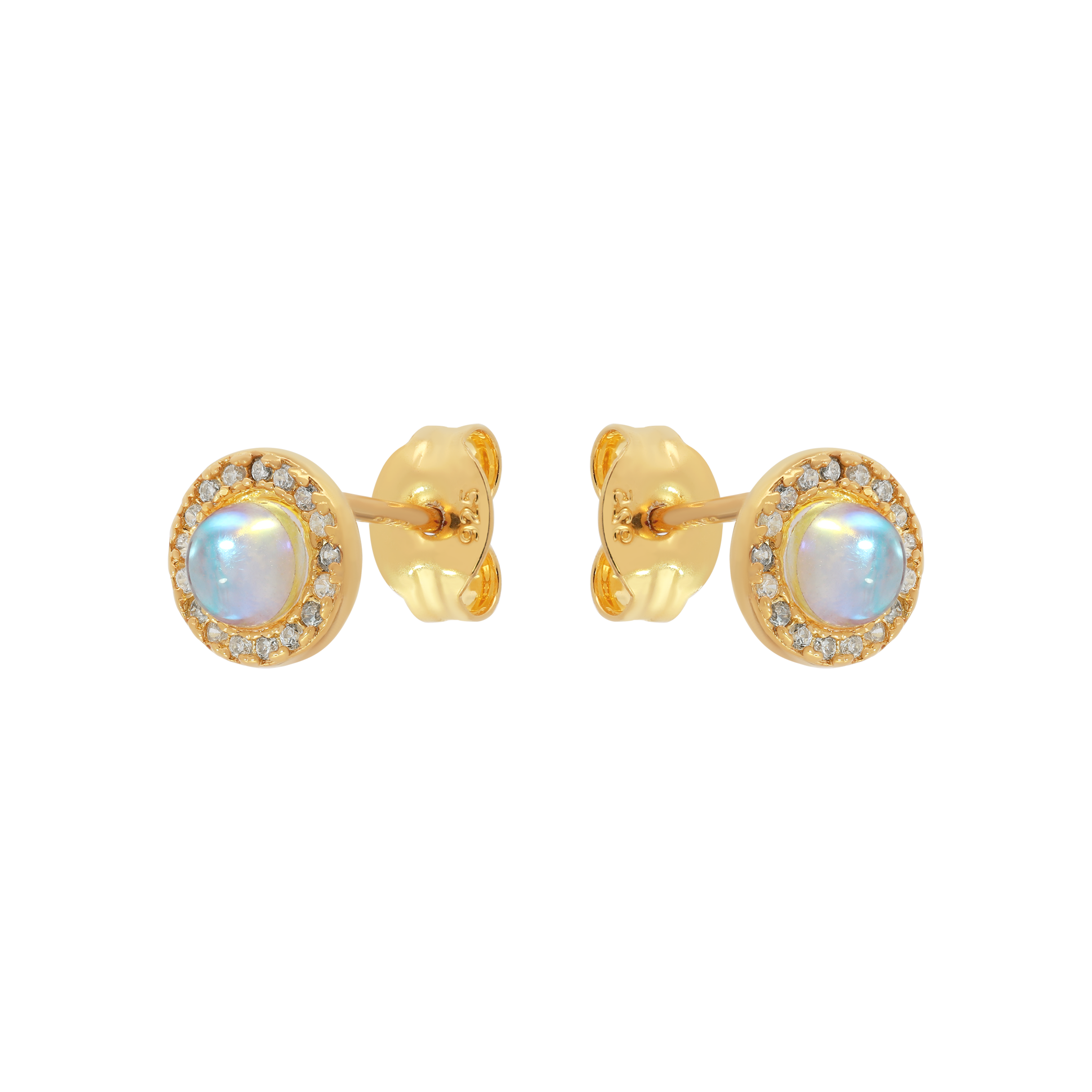 Sanctum Moonstone & Gemstones Earring Studs - Gold