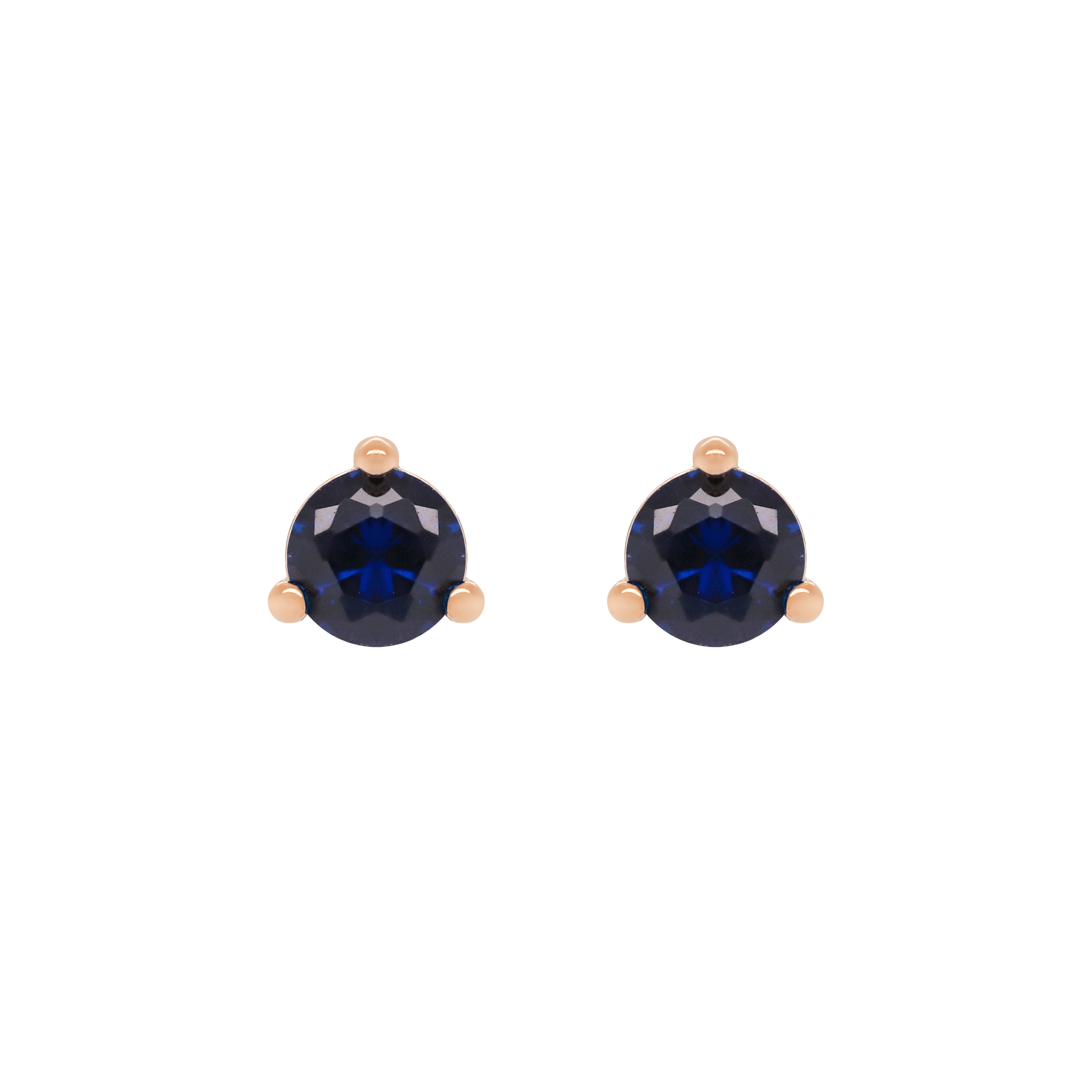 September Sapphire Birthstone Earring Studs - Rose Gold