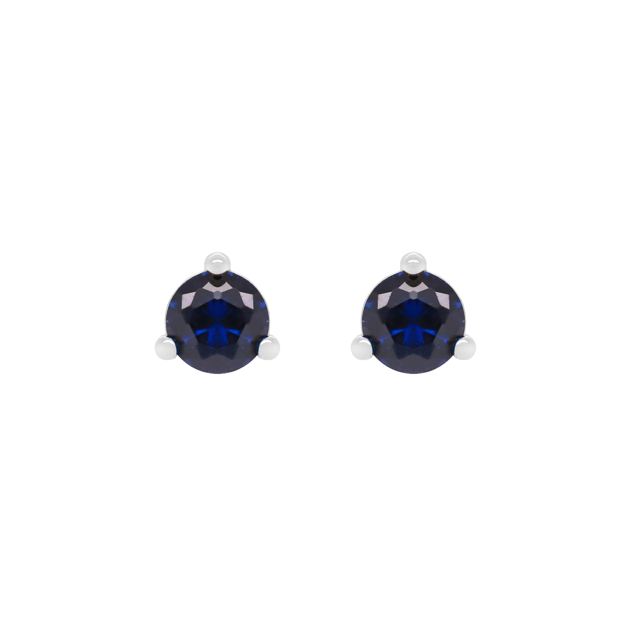 September Sapphire Birthstone Earring Studs - Sterling Silver