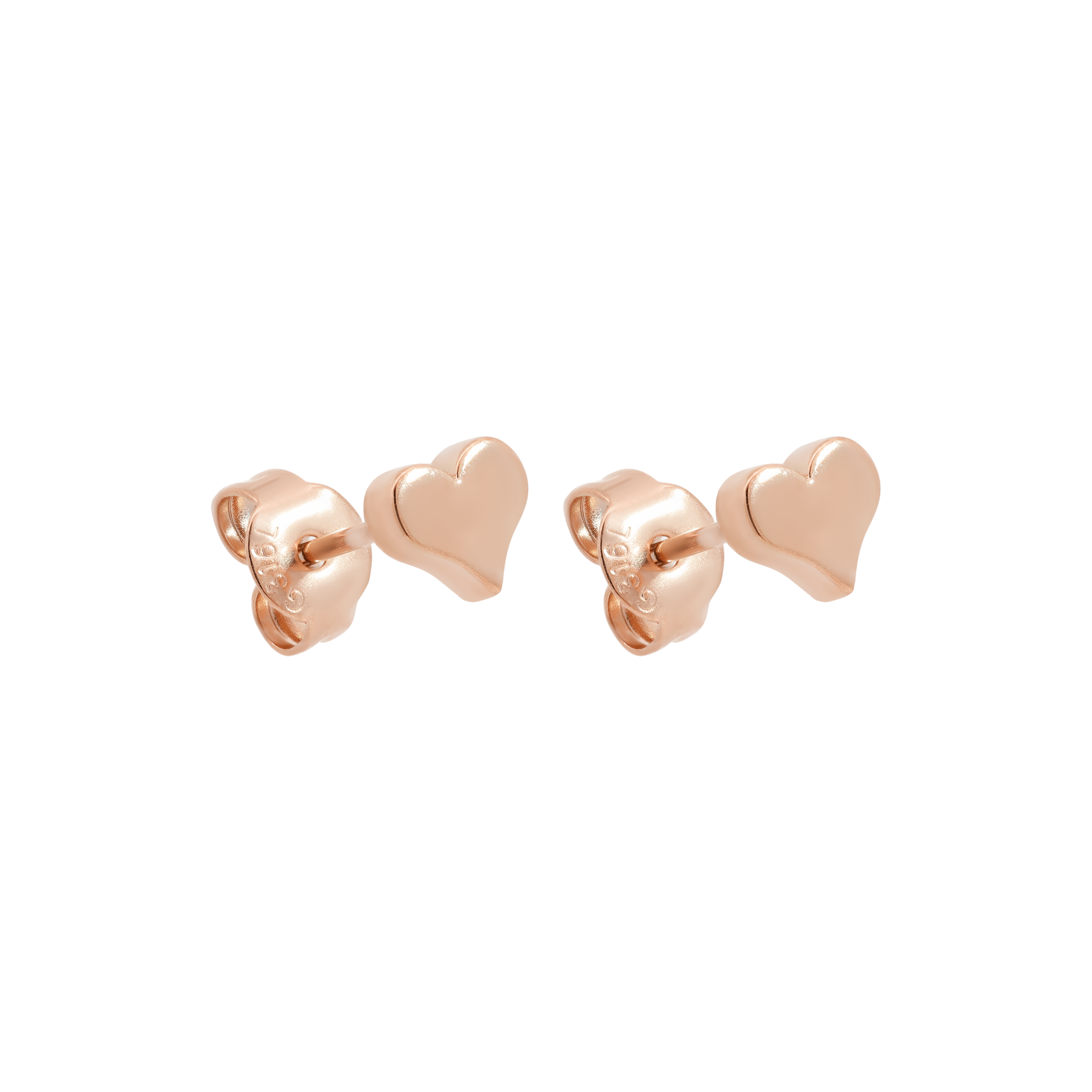 Solid Love Heart Earring Studs - Rose Gold