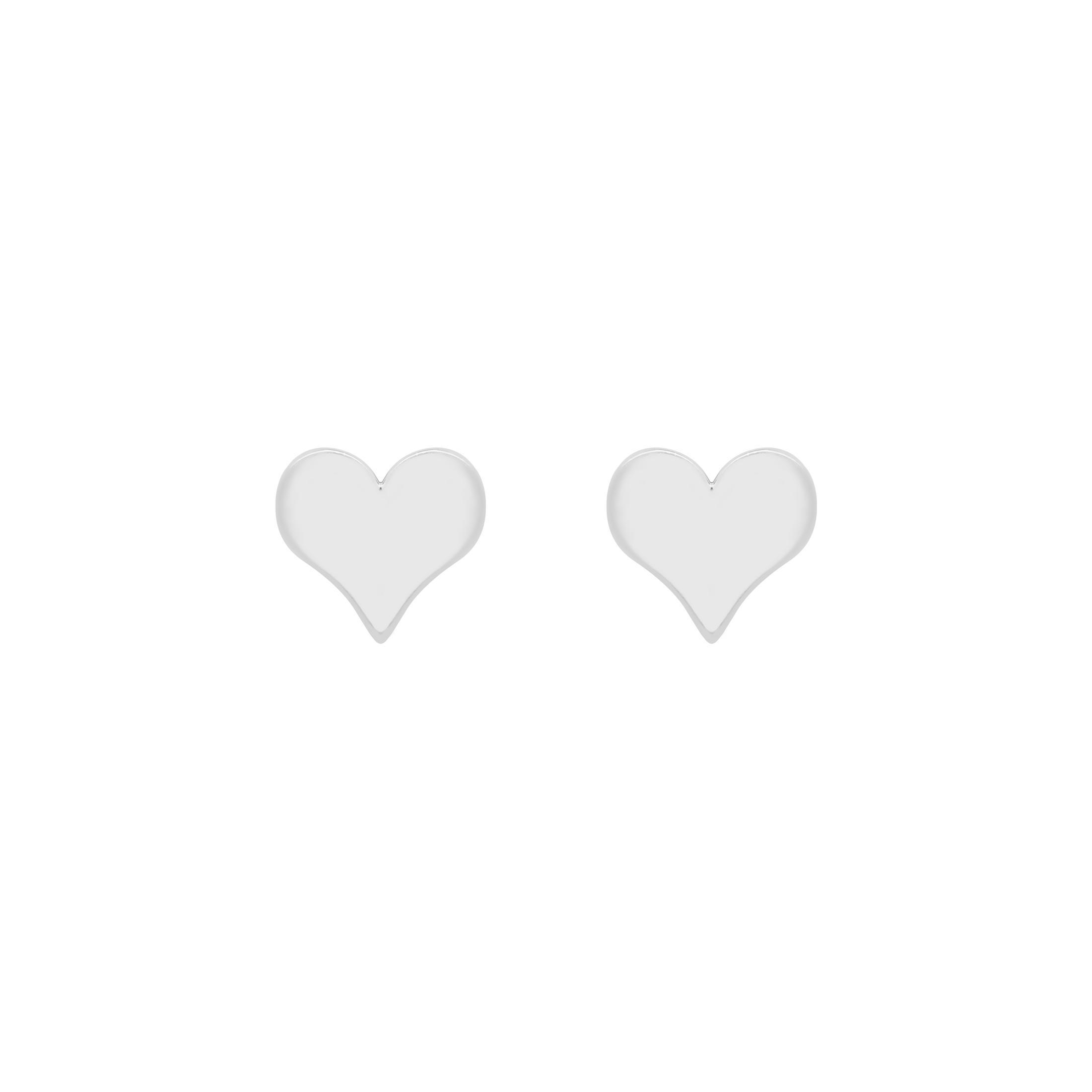 Solid Love Heart Earring Studs 2 - Silver