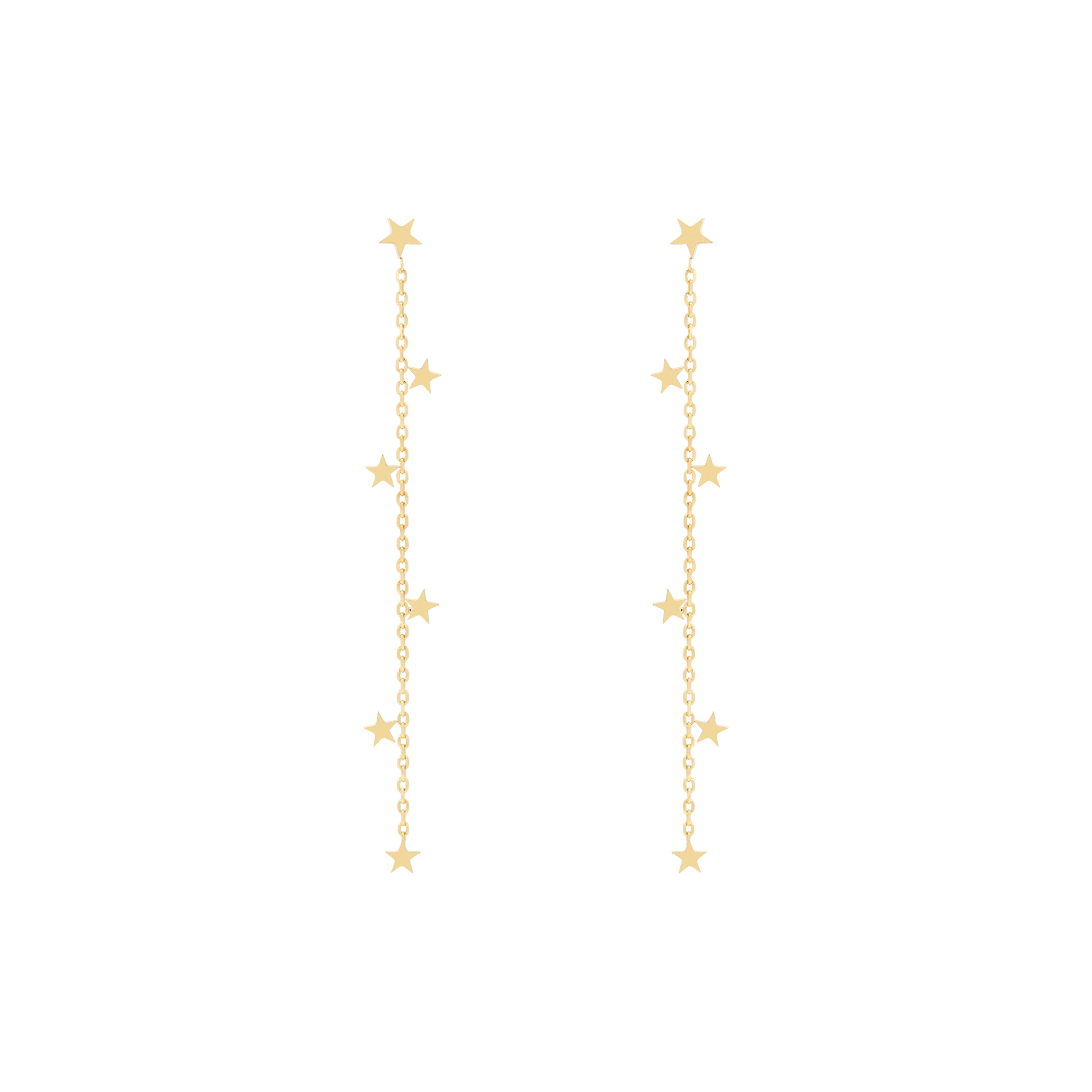 Starbound Drop Chain Star Earrings - Gold