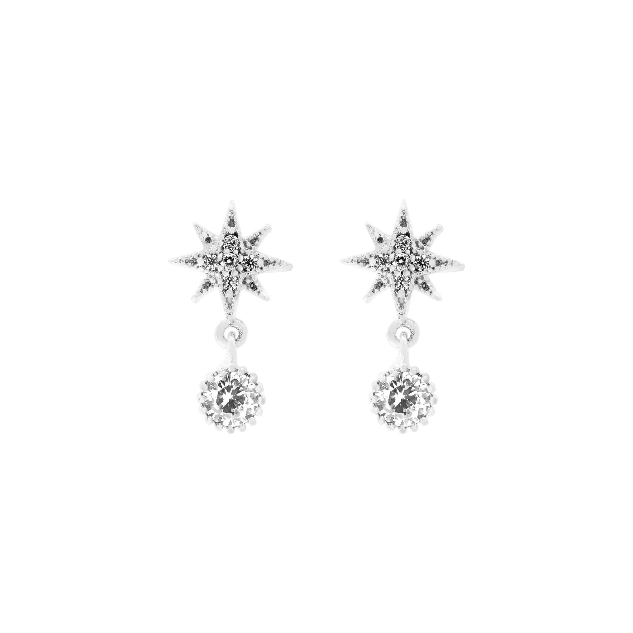 Starfall Gemstone Star & Charm Earring Studs - Sterling Silver
