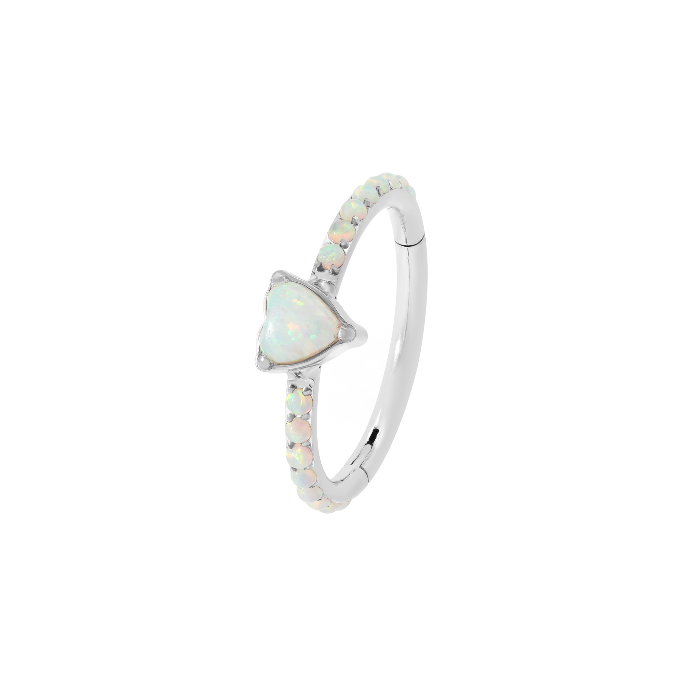 Affection Opal Heart Helix Conch & Cartilage Hoop Piercing - Titanium