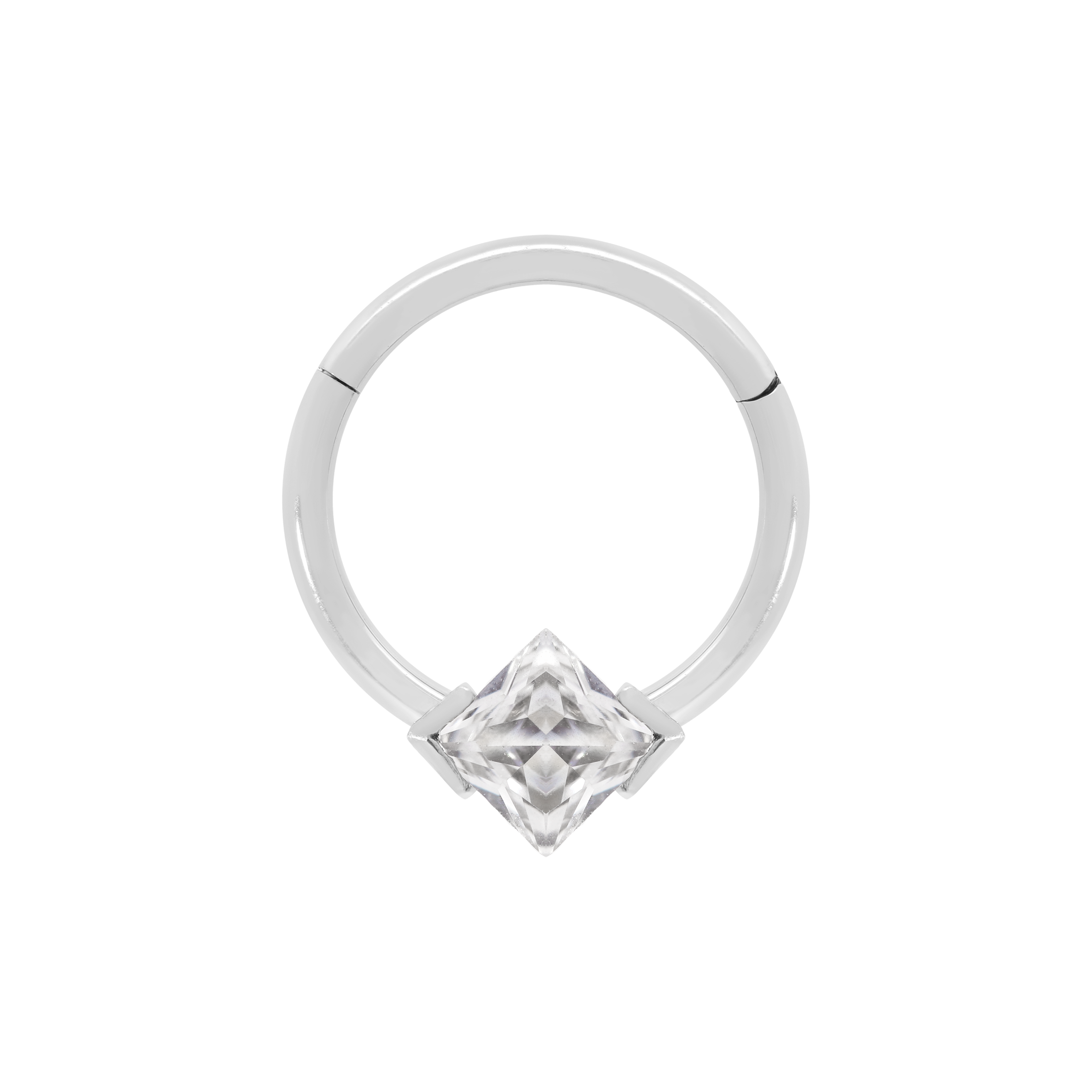 Artemis Square Gemstone Helix Daith Septum & Cartilage Hoop Piercing - Silver