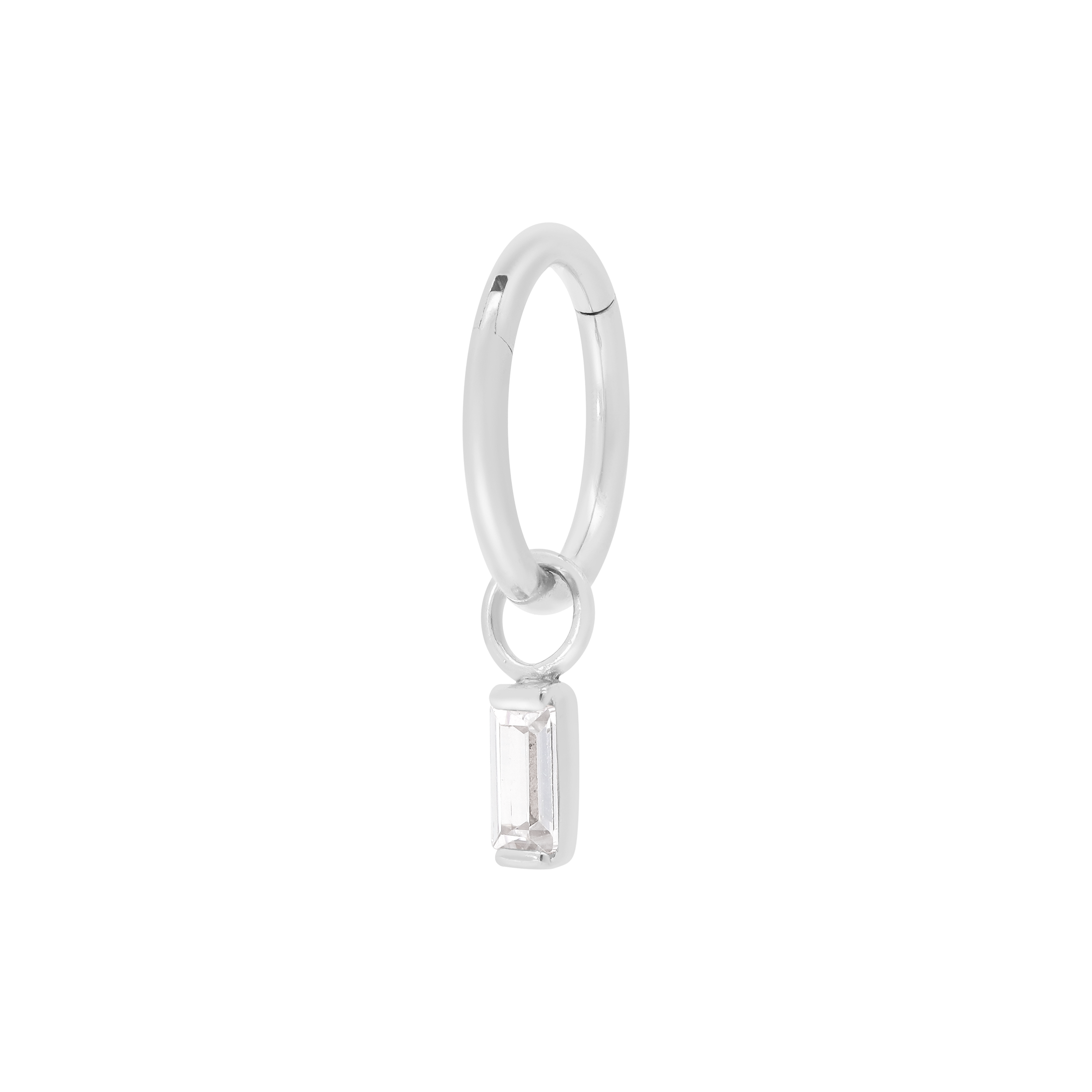 Bliss Baguette Gem Helix & Cartilage Hoop Ear Piercing - Silver