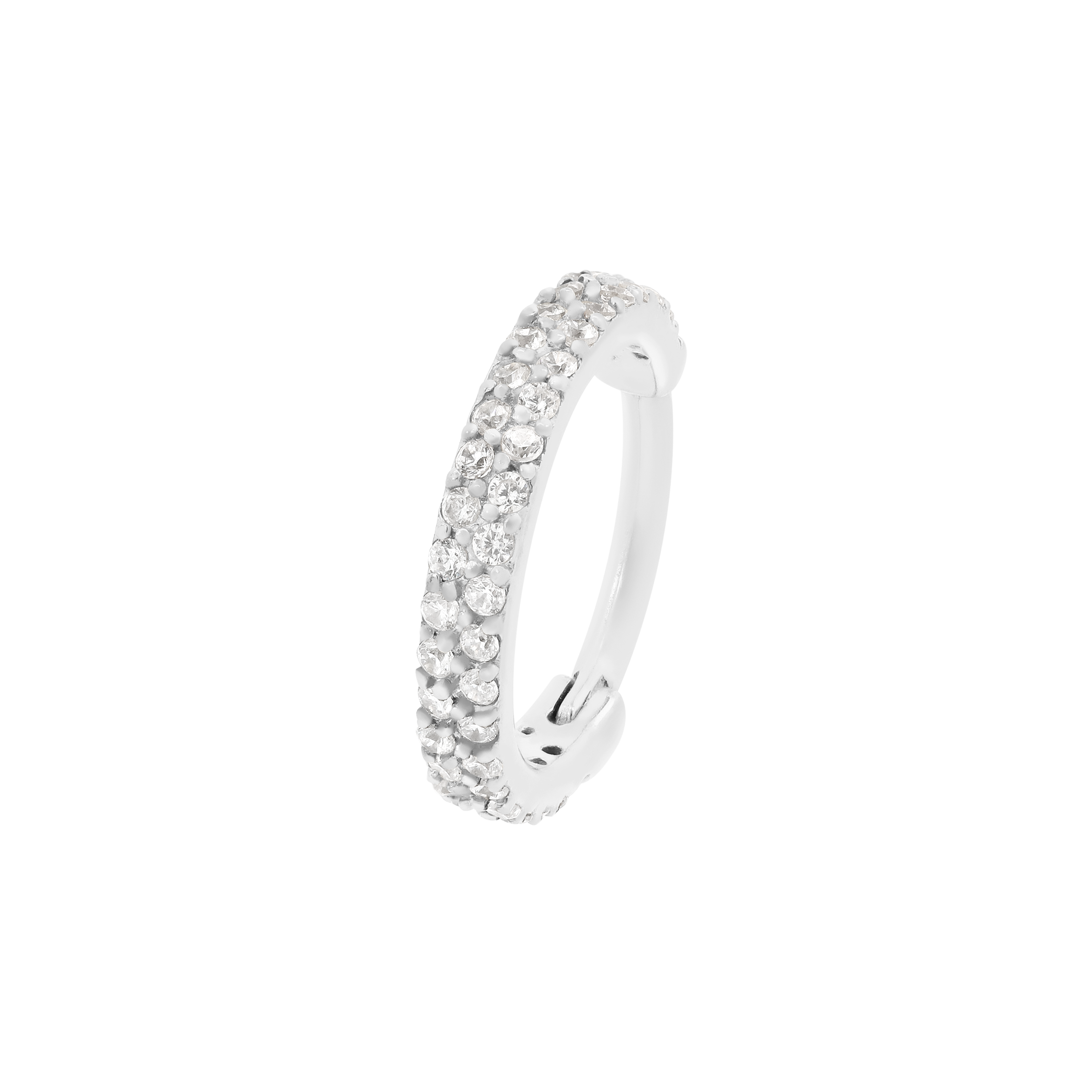Glow Gemstone Helix Conch & Cartilage Hoop Piercing - Silver