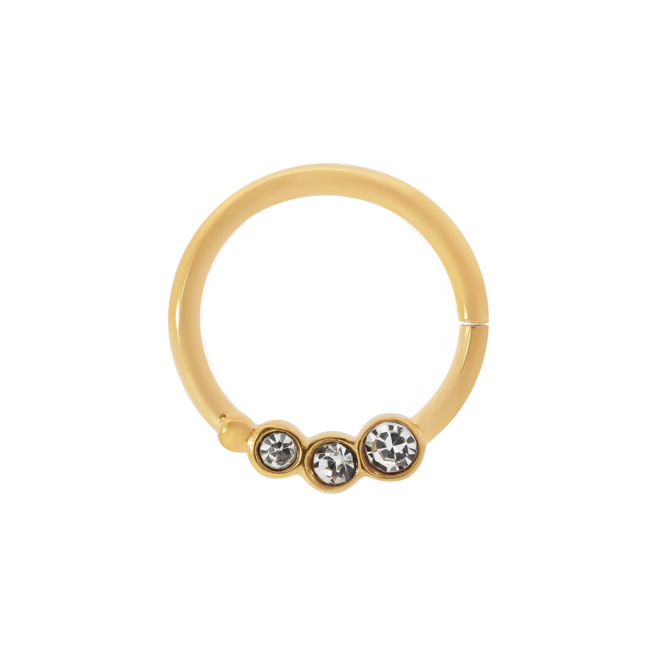 Lineage Triple Gemstone Helix Daith Septum & Cartilage Hoop Piercing - Gold