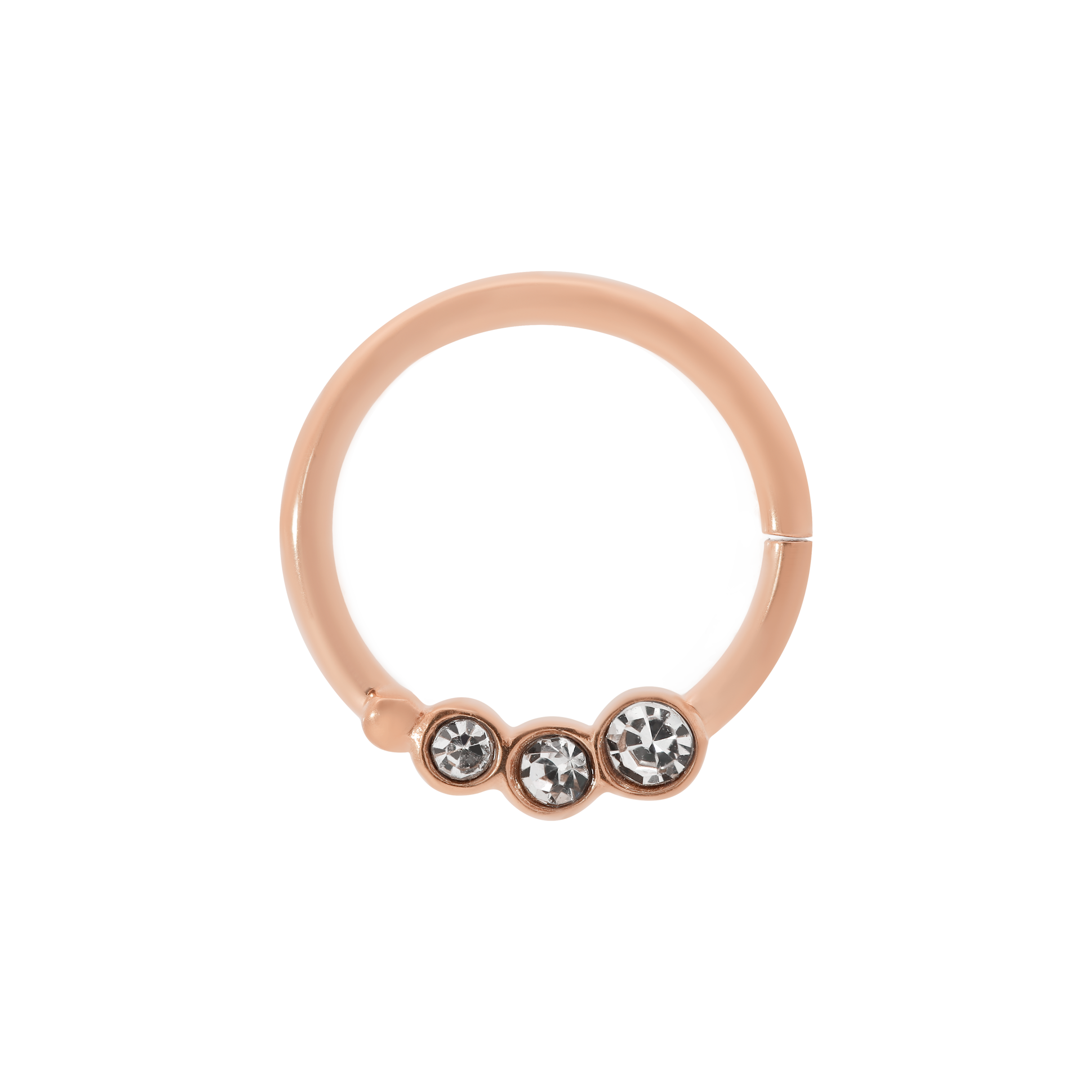 Lineage Triple Gemstone Helix Daith Septum & Cartilage Hoop Piercing - Rose Gold