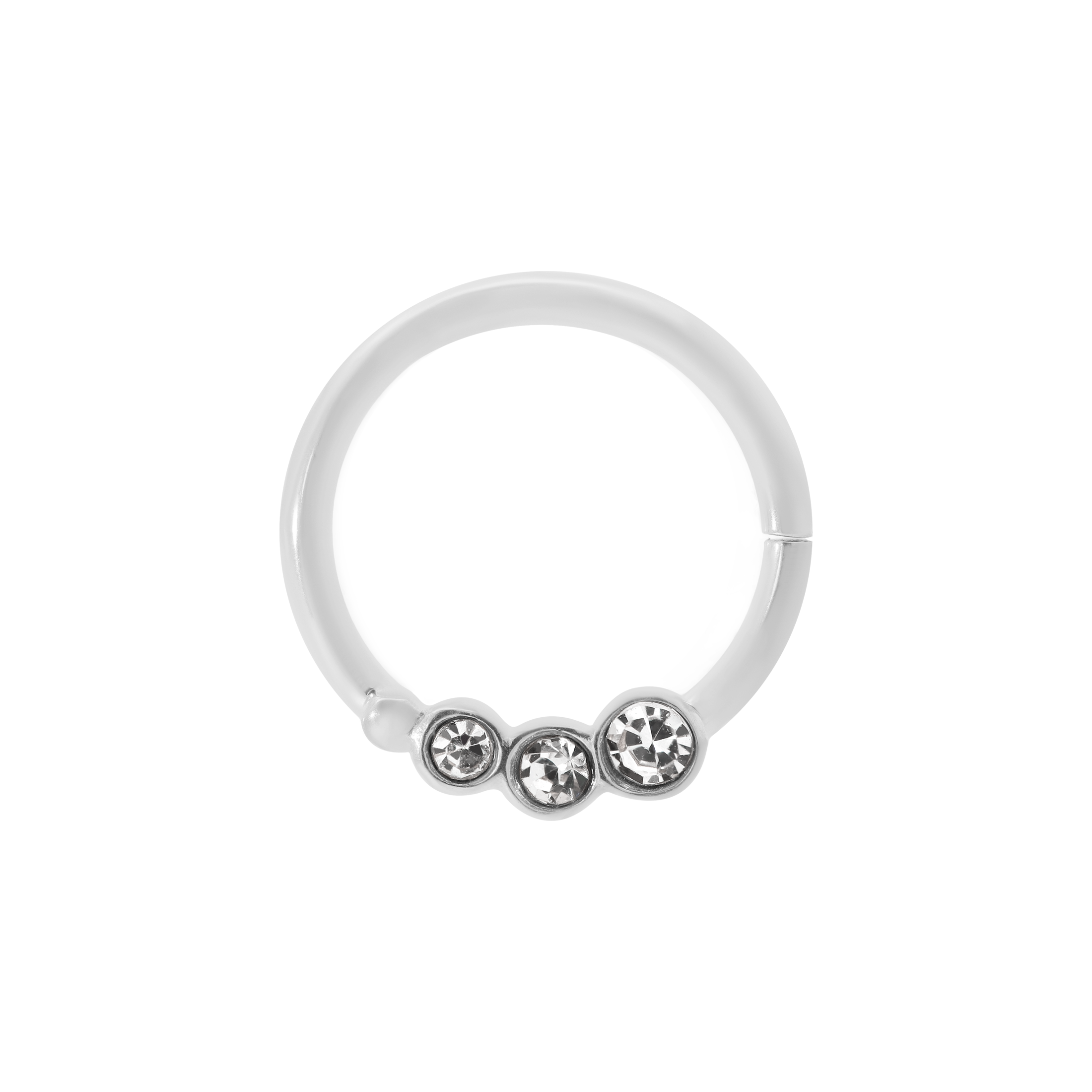 Lineage Triple Gemstone Helix Daith Septum & Cartilage Hoop Piercing - Silver