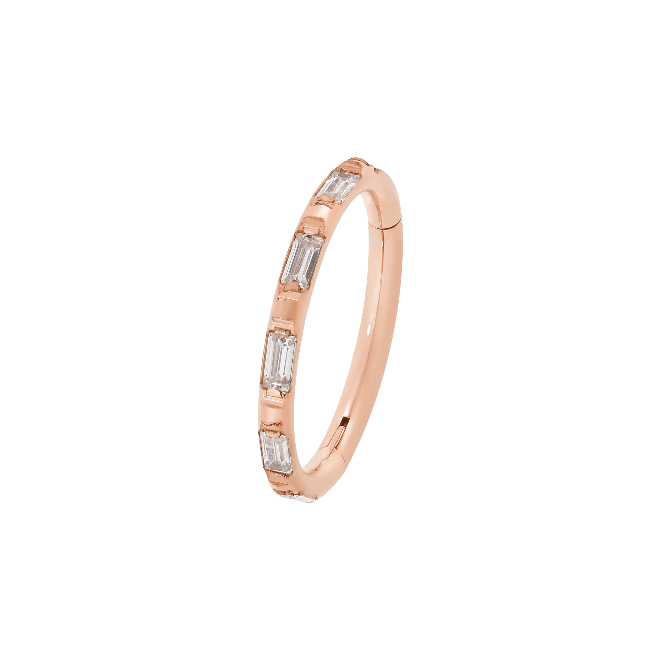Omni Baguette Gem Helix Conch & Cartilage Hoop Piercing - Rose Gold