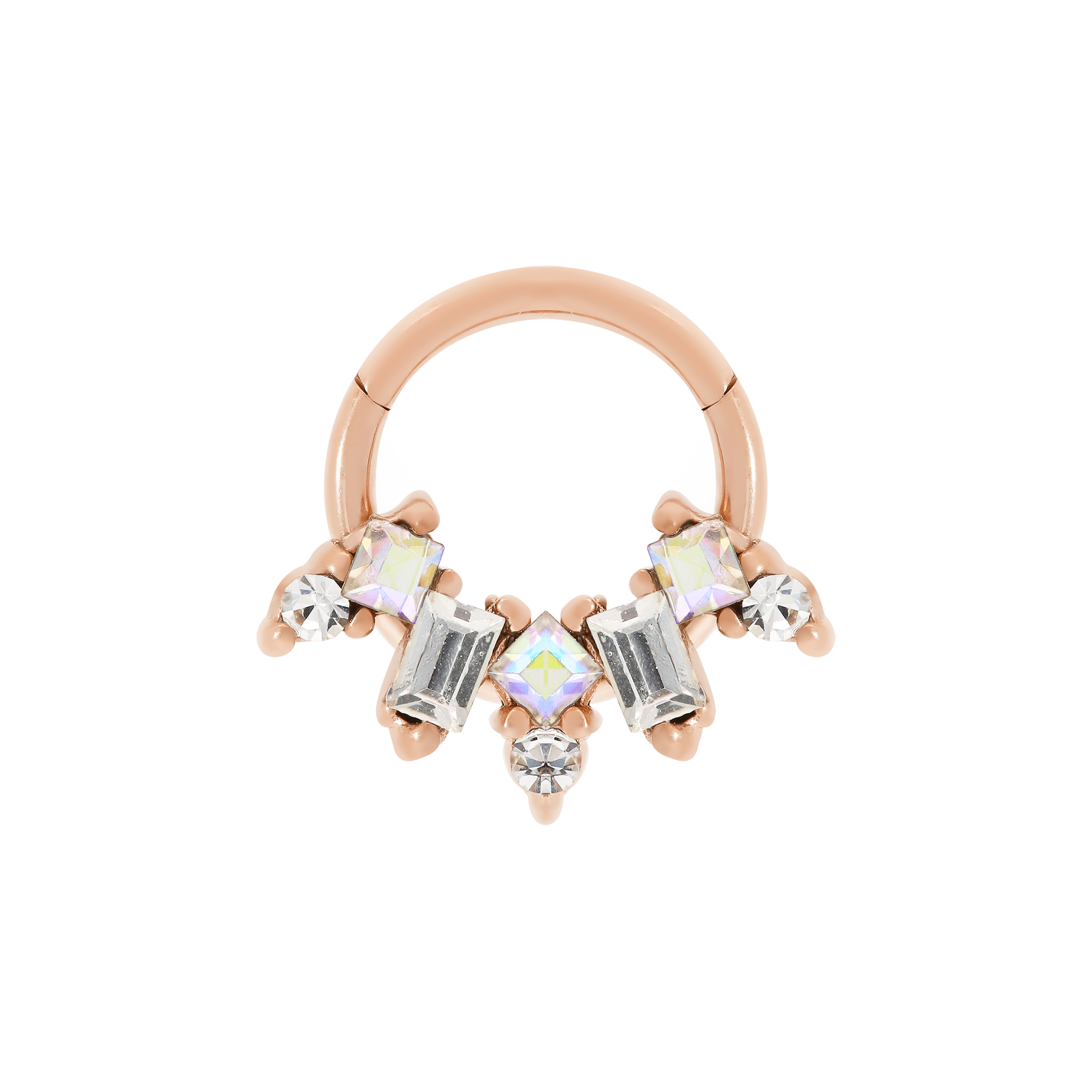Remy Gemstone Helix Daith & Cartilage Hoop Piercing - Rose Gold