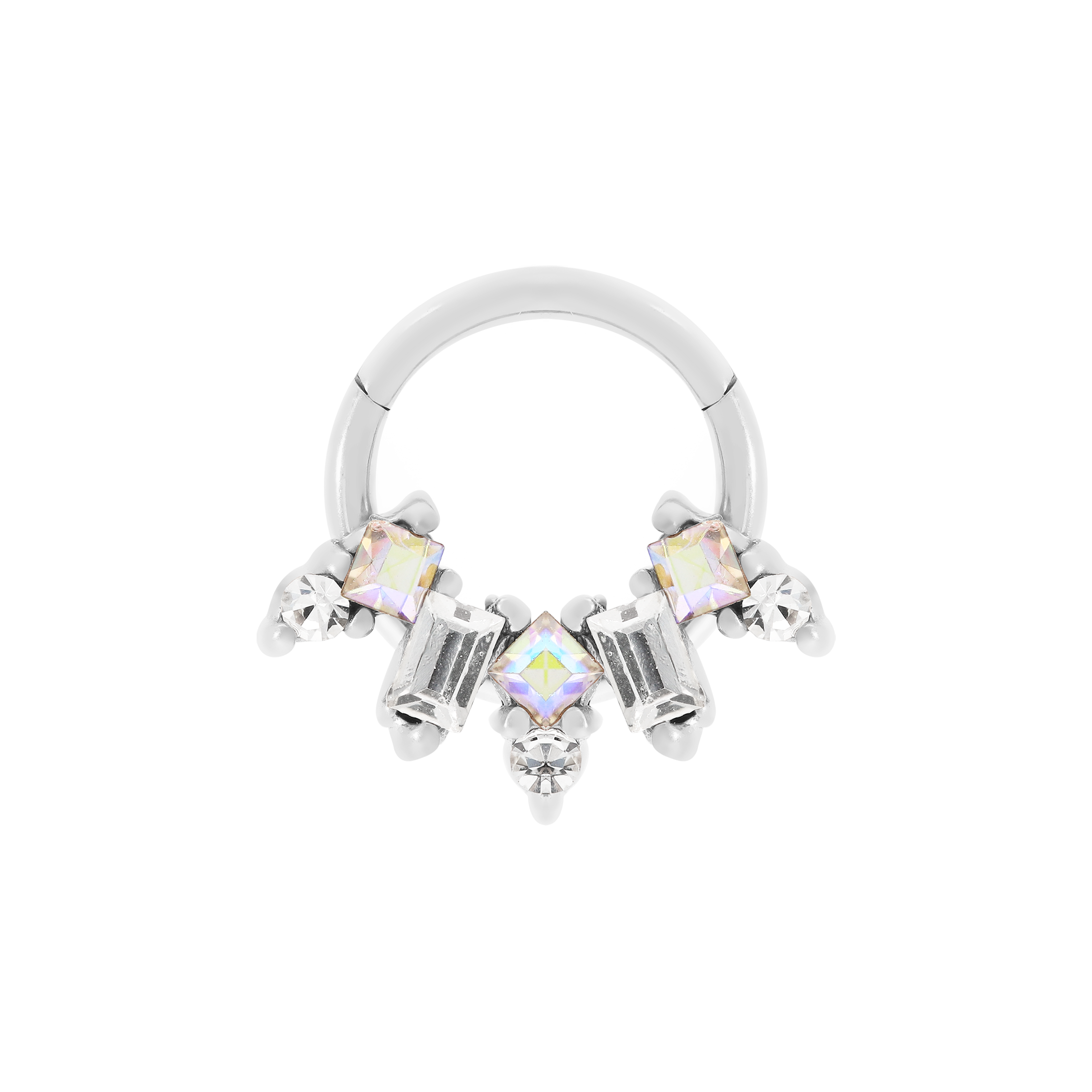 Remy Gemstone Helix Daith & Cartilage Hoop Piercing - Silver