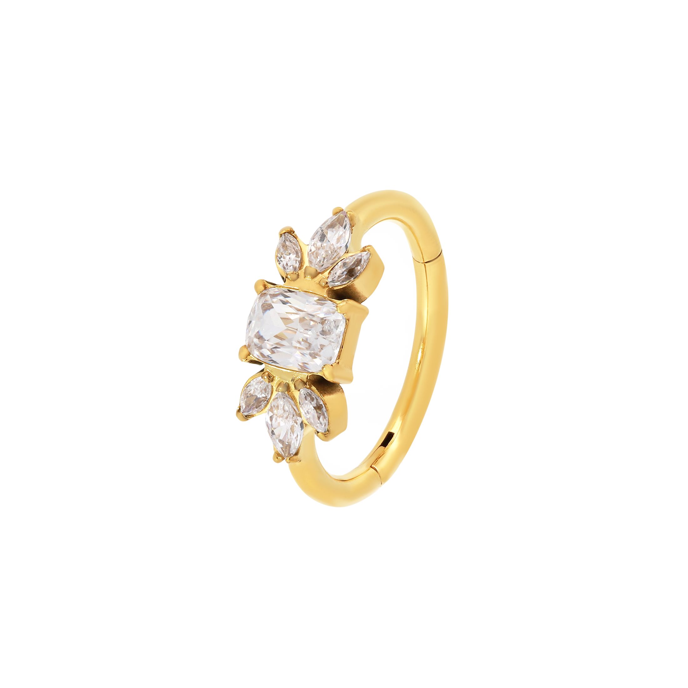 Symphony Gemstone Helix Conch & Cartilage Hoop Piercing - Gold
