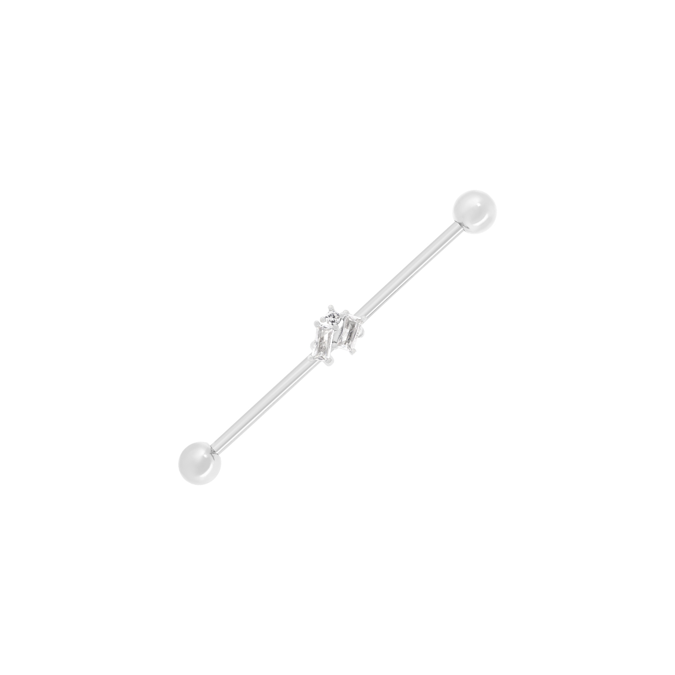 Evie Gemstone Cluster Industrial & Scaffold Ear Piercing - Silver