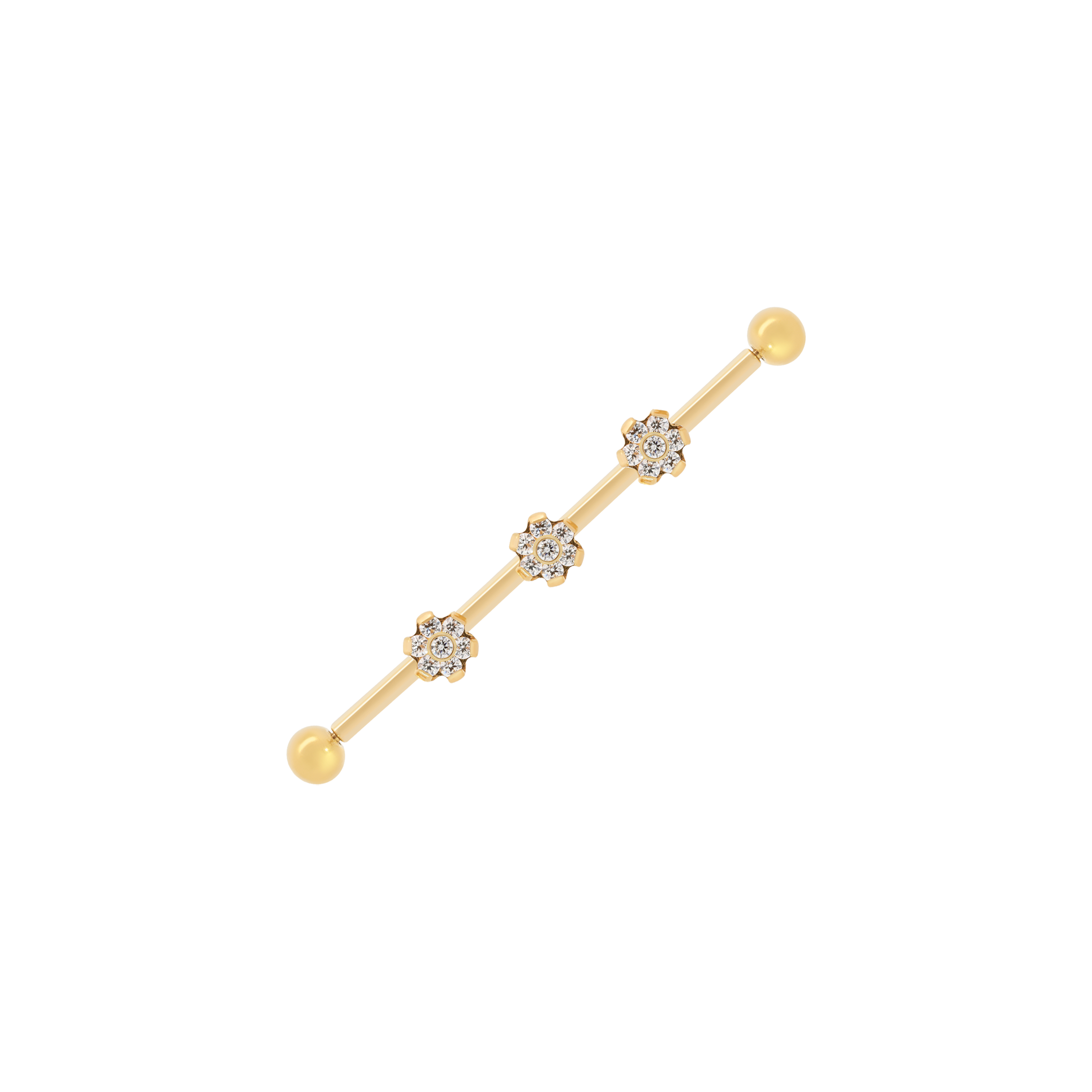 Triple Daisy Flower Industrial & Scaffold Ear Piercing - Gold