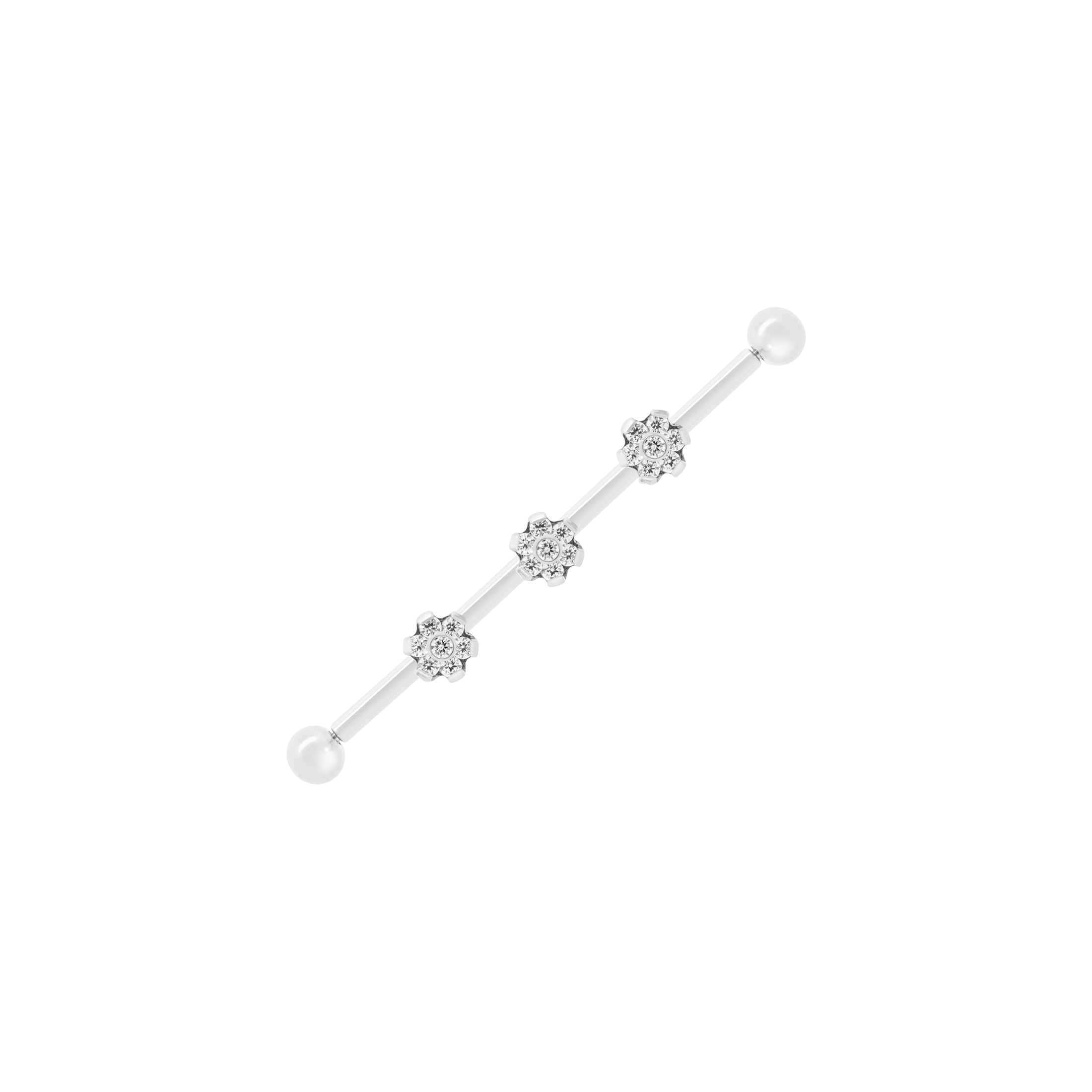 Triple Daisy Flower Industrial & Scaffold Ear Piercing - Titanium