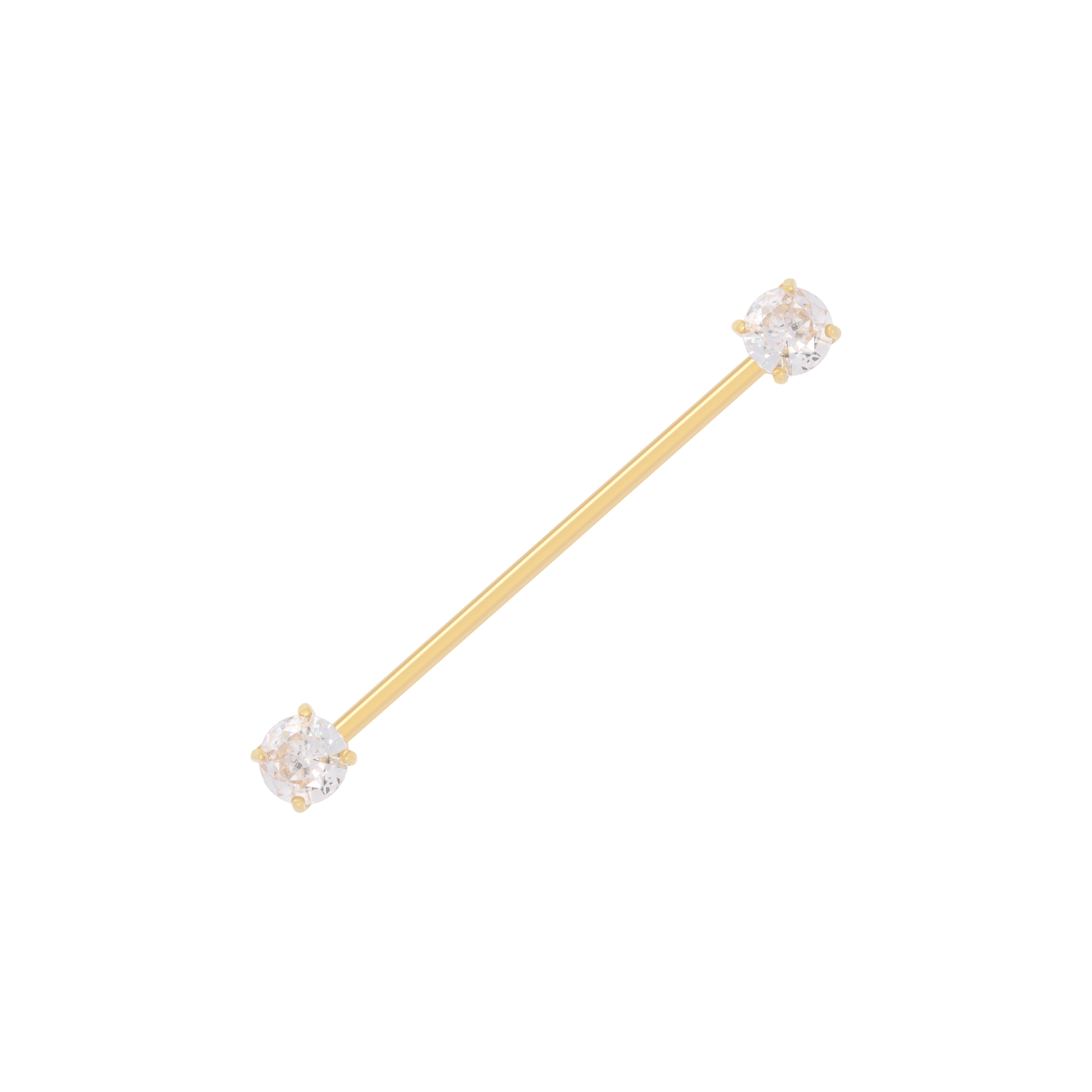 Twin Gemstone Industrial & Scaffold Ear Piercing - Gold