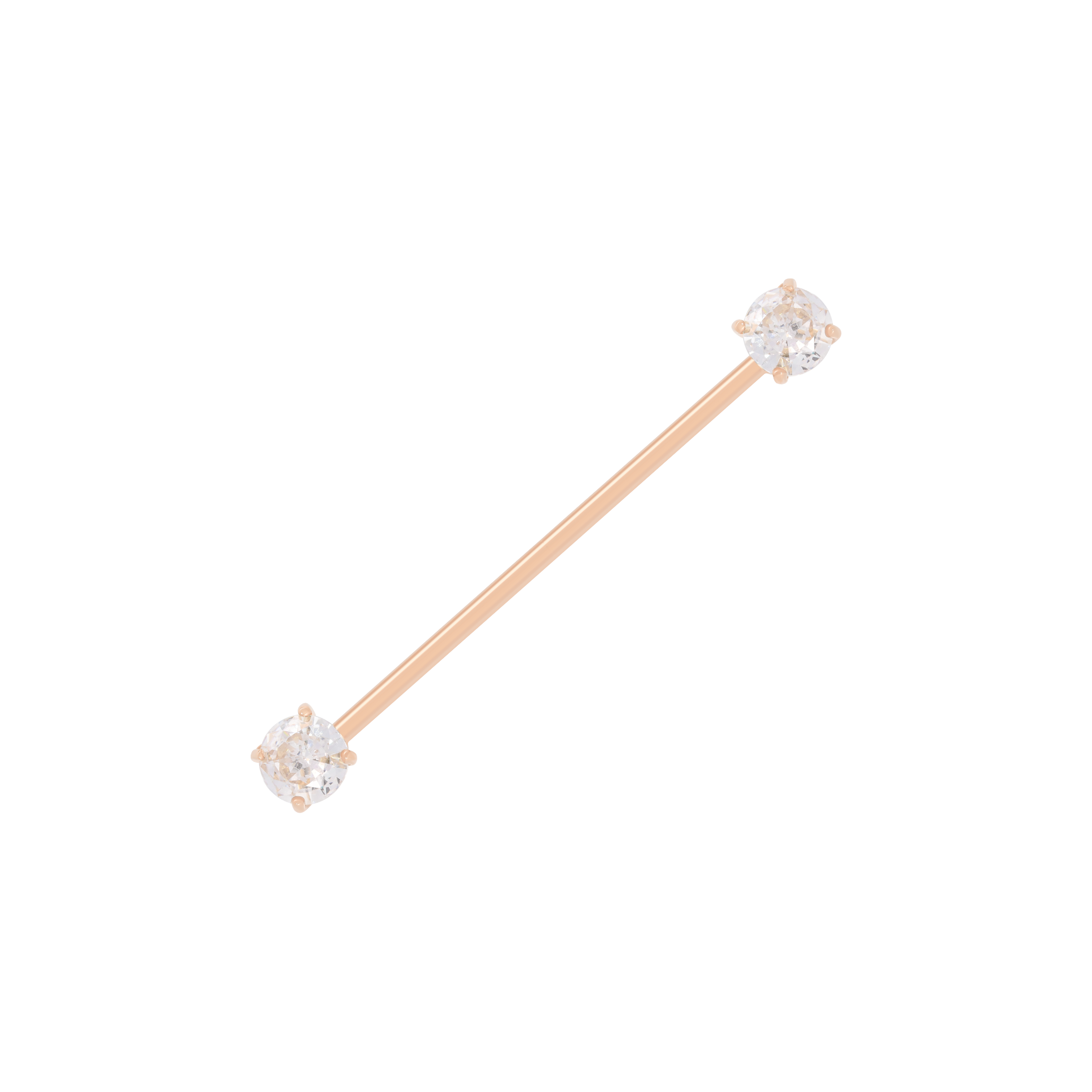 Twin Gemstone Industrial & Scaffold Ear Piercing - Rose Gold