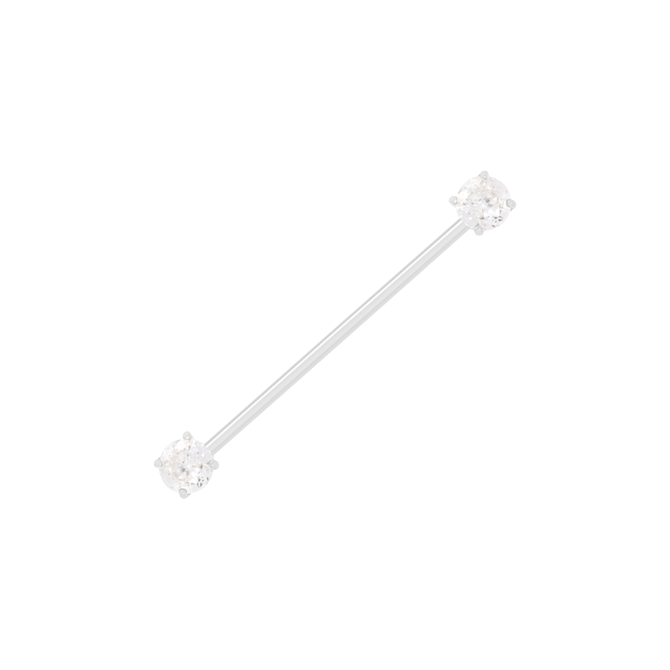Twin Gemstone Industrial & Scaffold Ear Piercing - Silver
