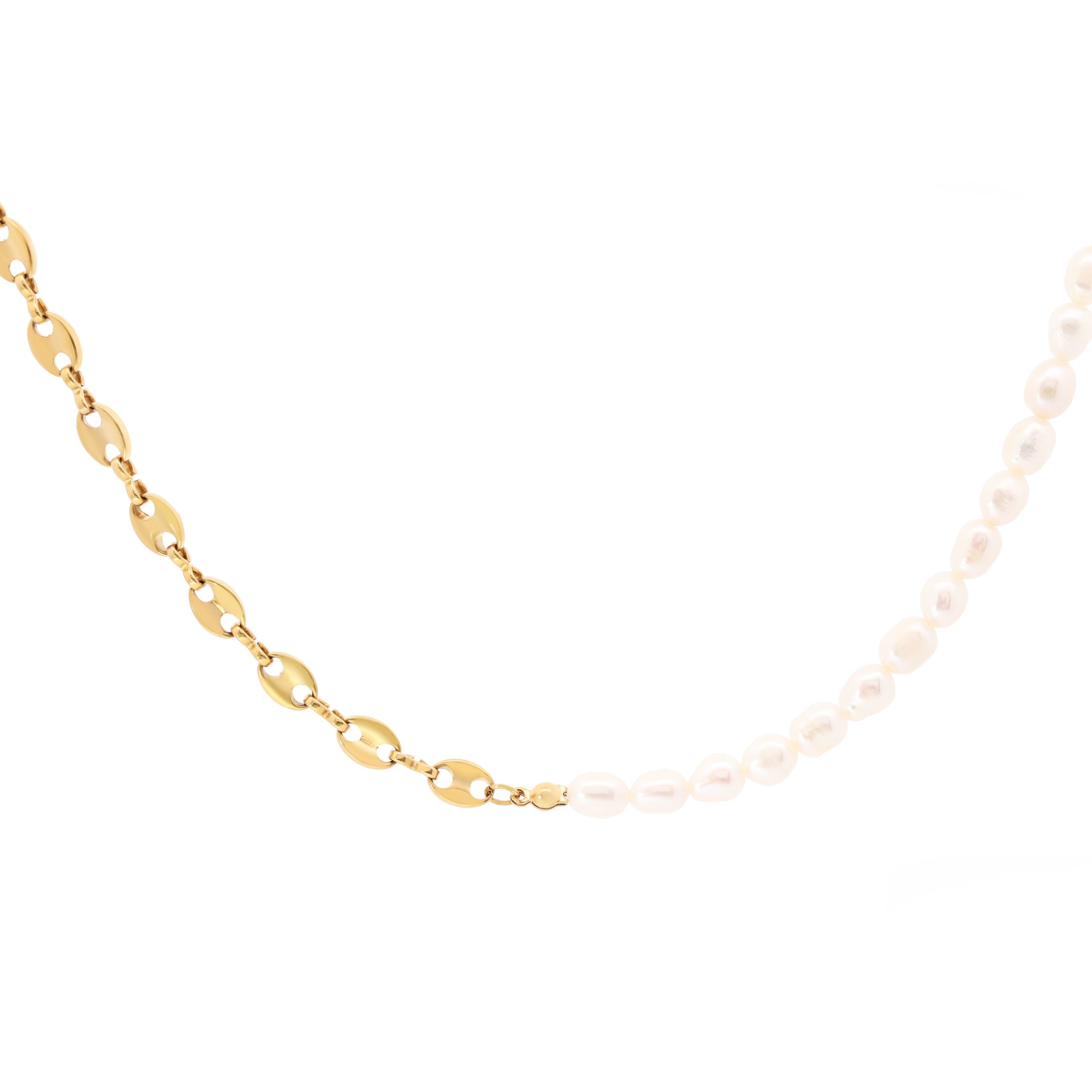Mira Freshwater Pearl Chain Necklace - Gold