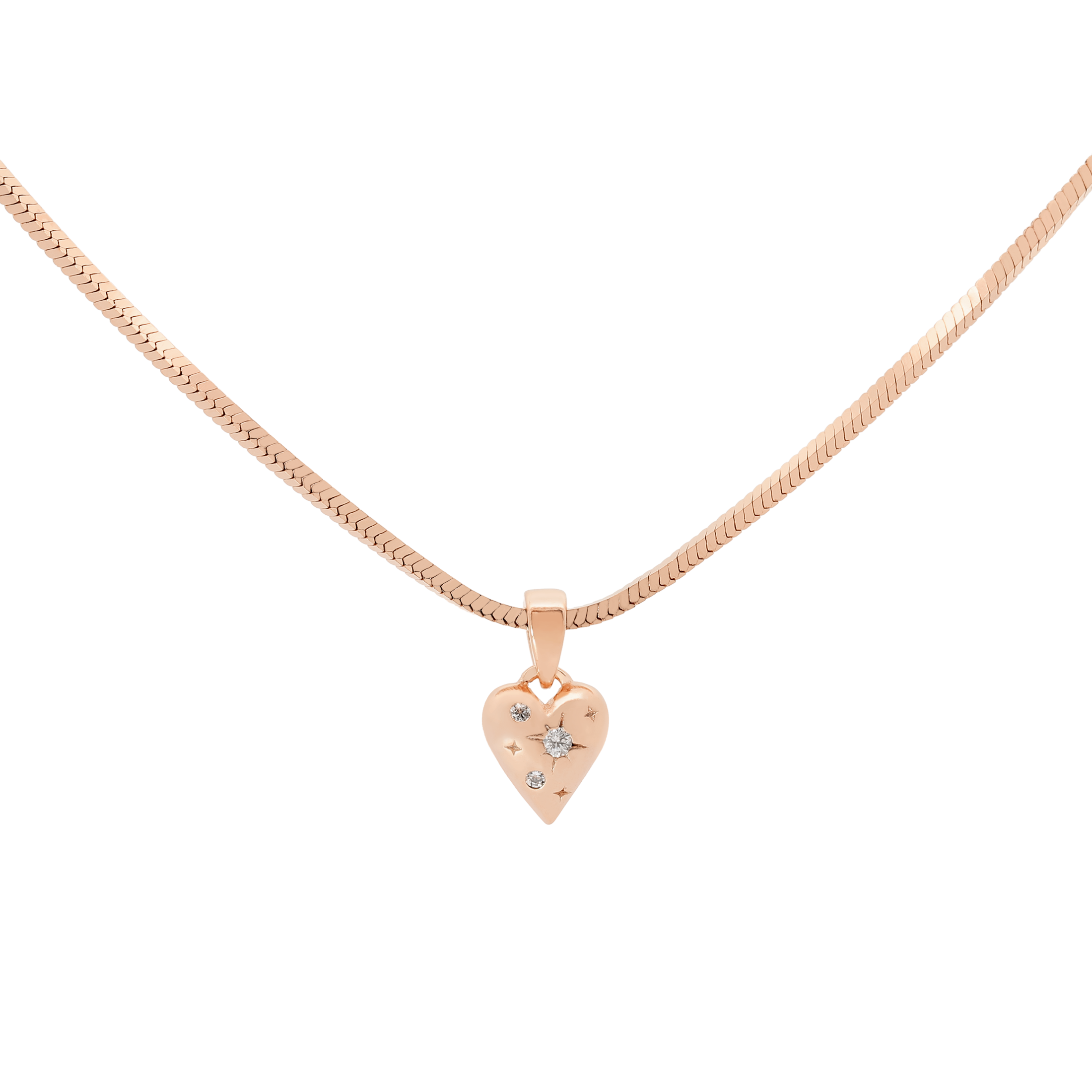 Adore Heart Charm Necklace - Rose Gold