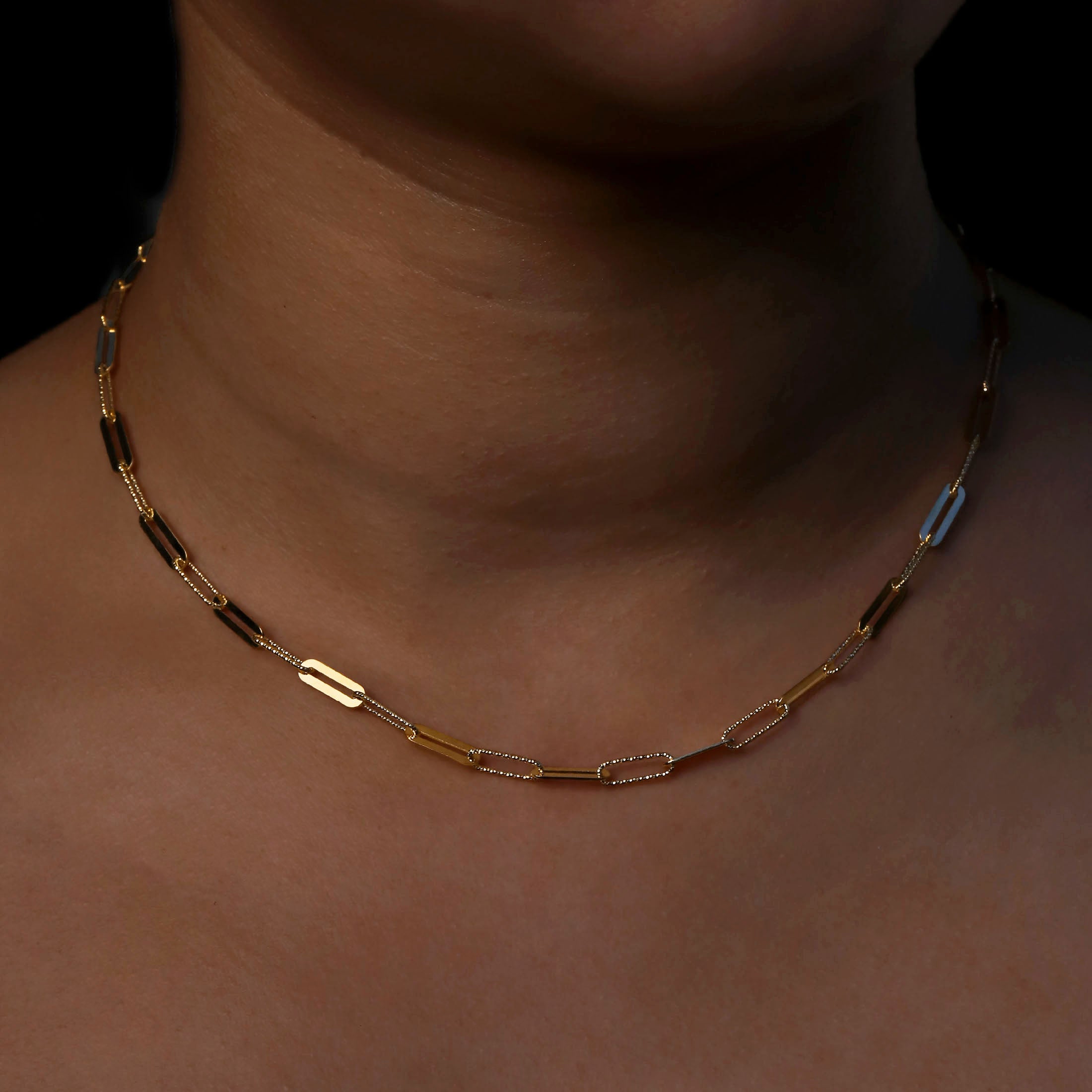 Chance Link Chain Necklace On Model - Gold