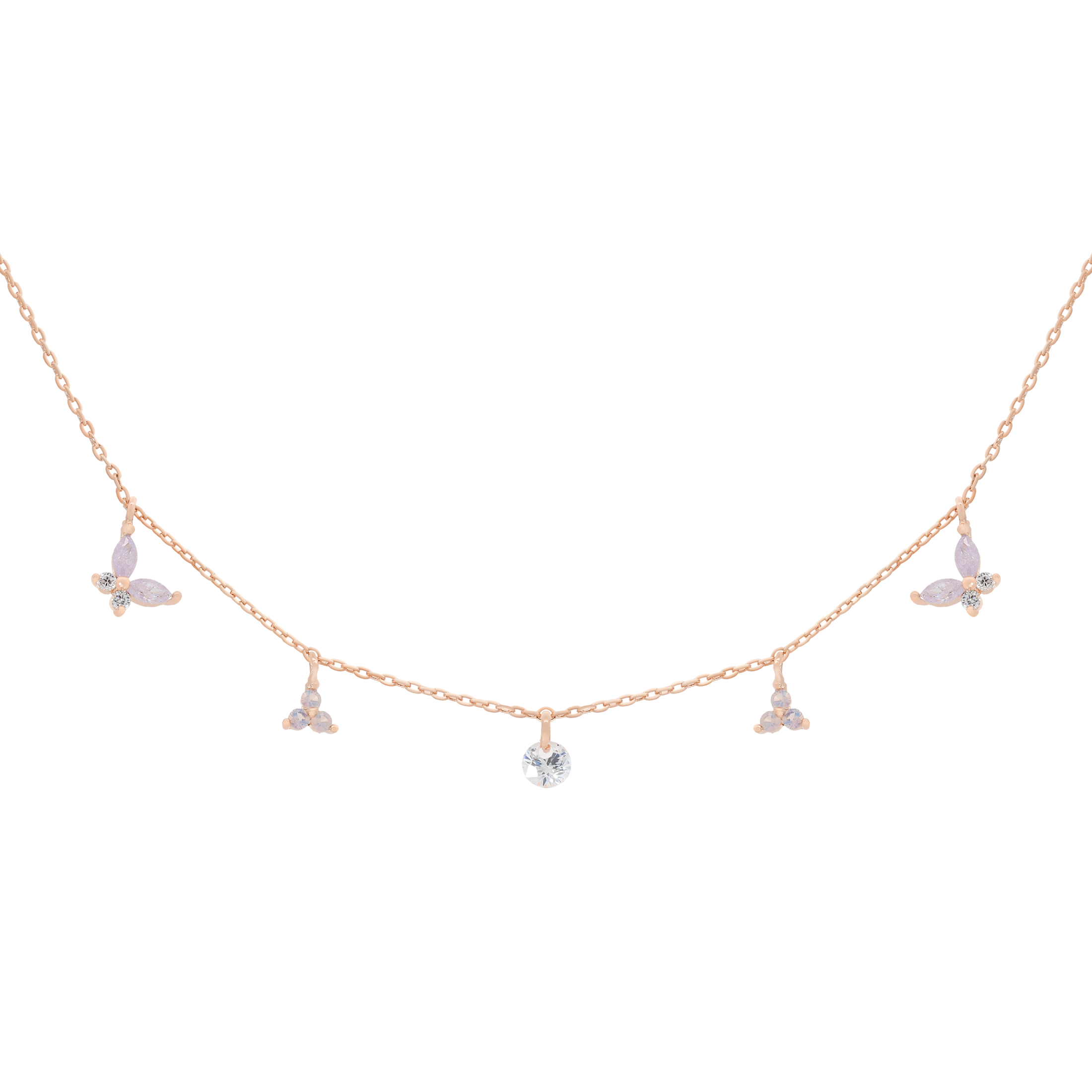 Daydream Butterfly & Gemstone Necklace - Rose Gold