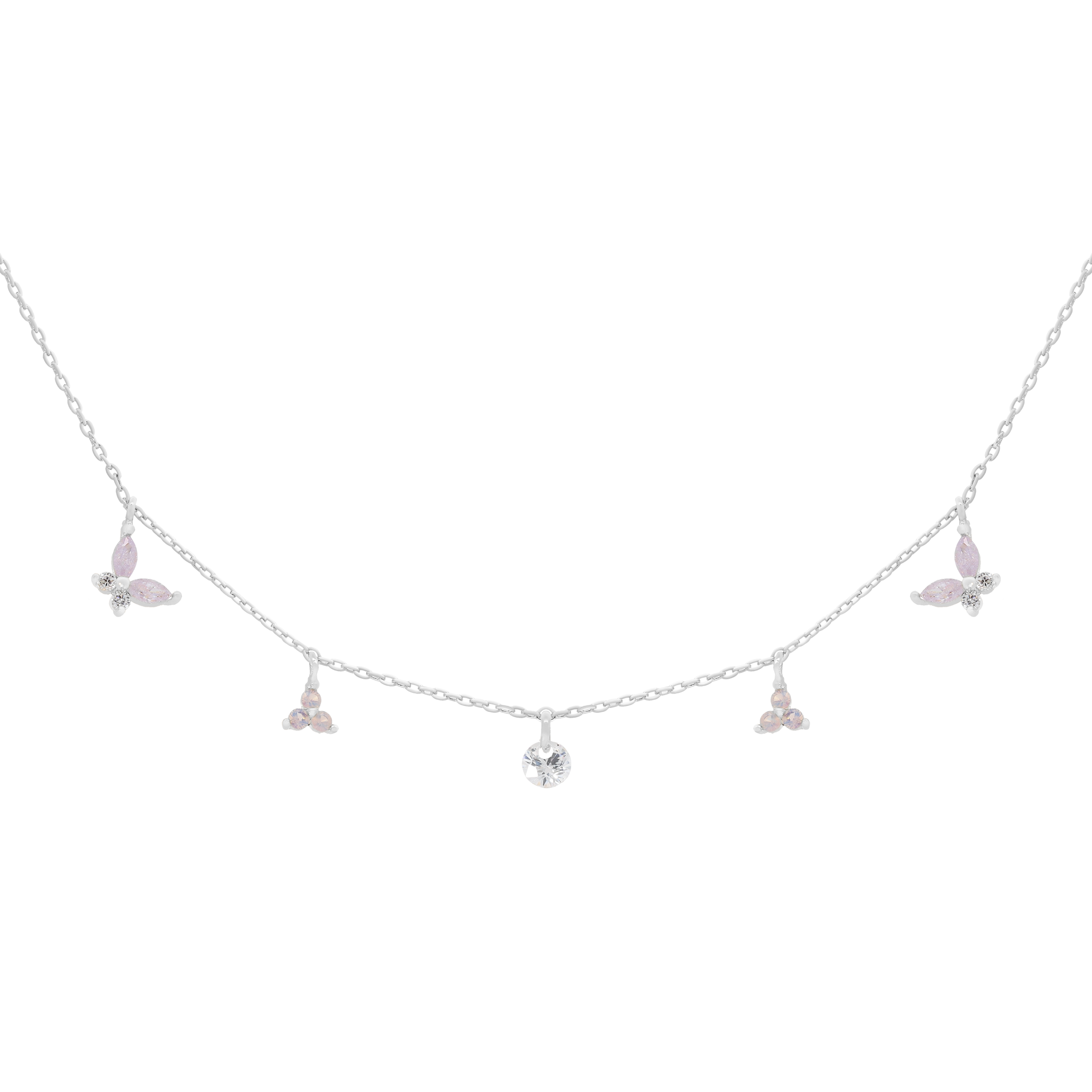 Daydream Butterfly & Gemstone Necklace - Silver