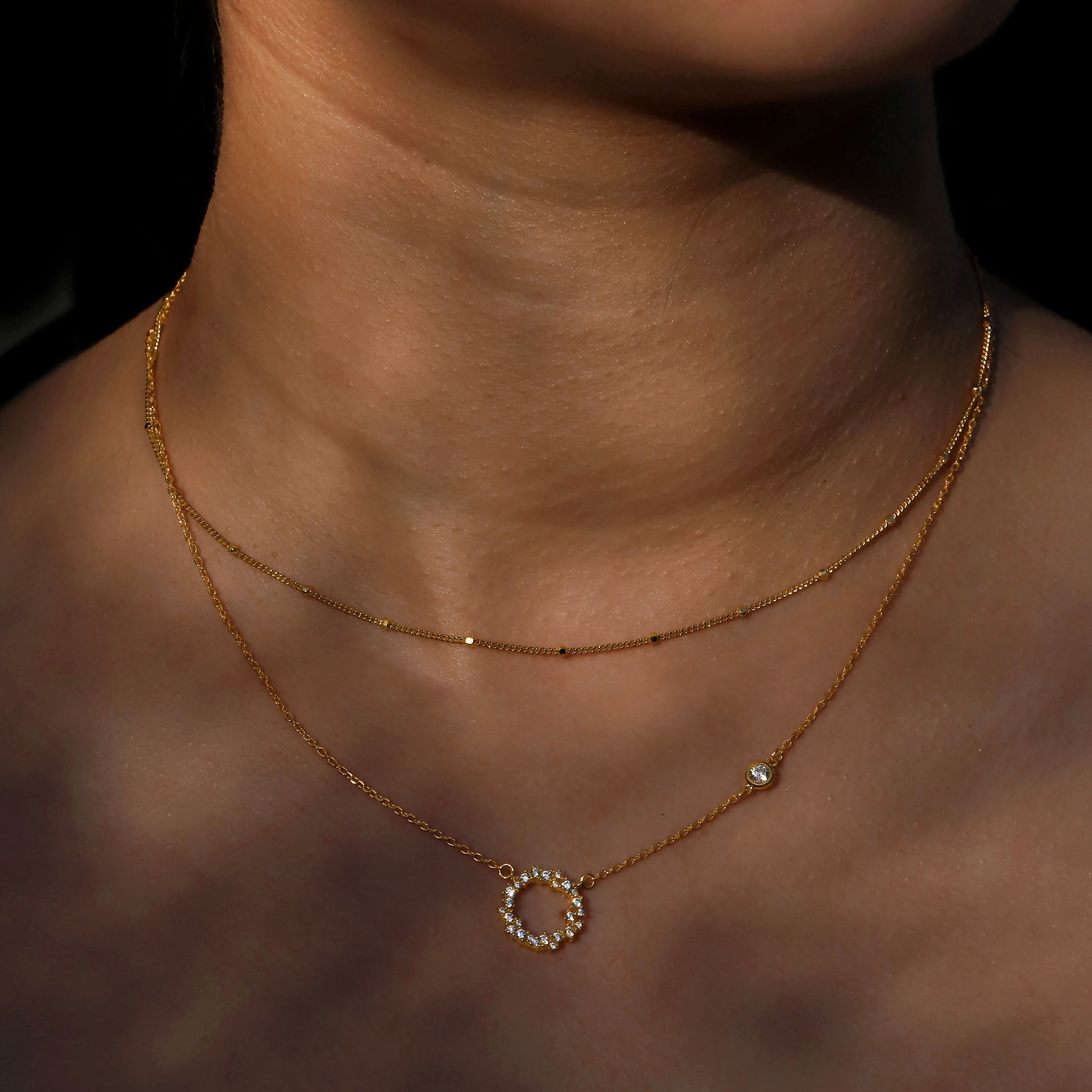 Antidote Fine Chain Necklace On Model - Gold