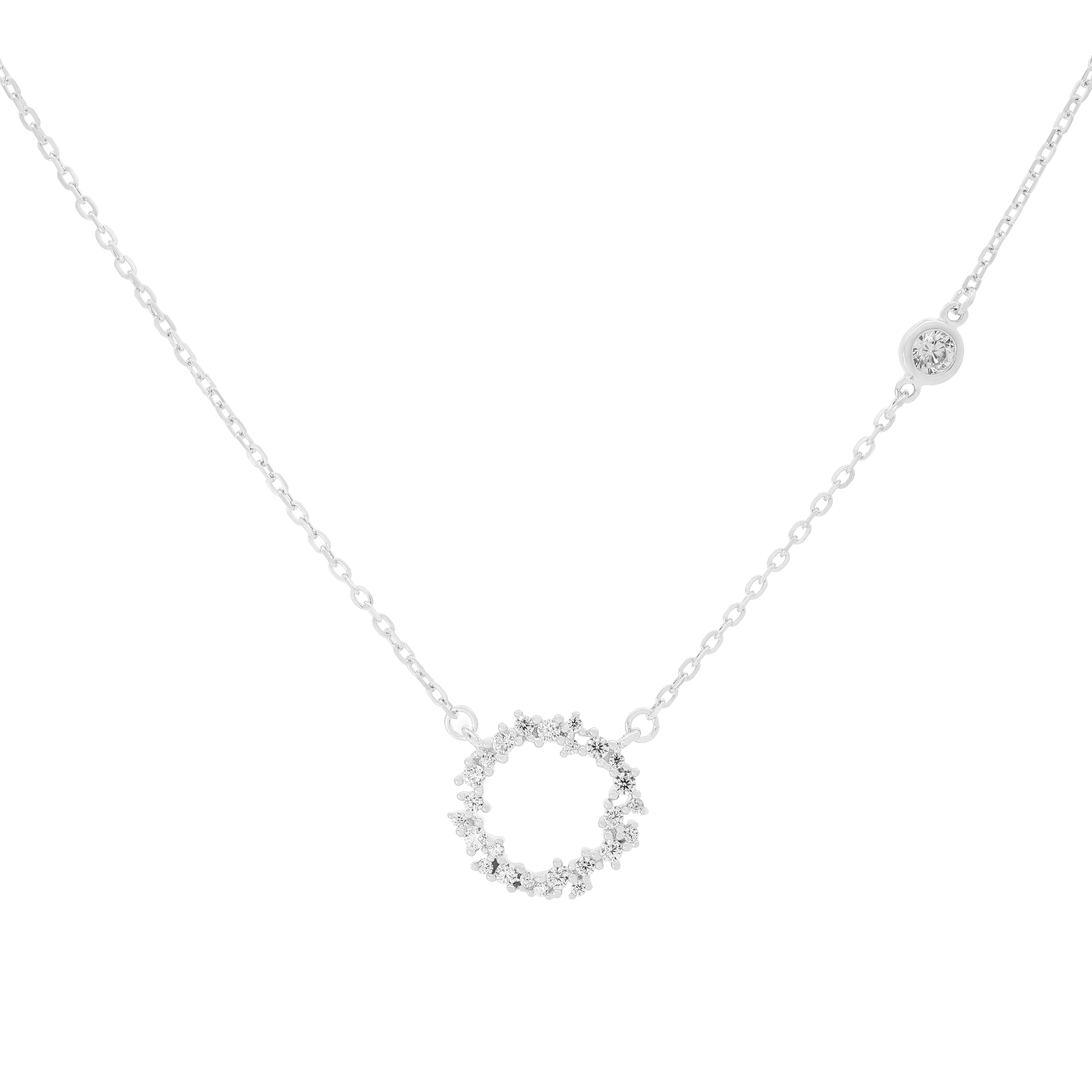 Eternity Halo Gemstone Necklace - Sterling Silver