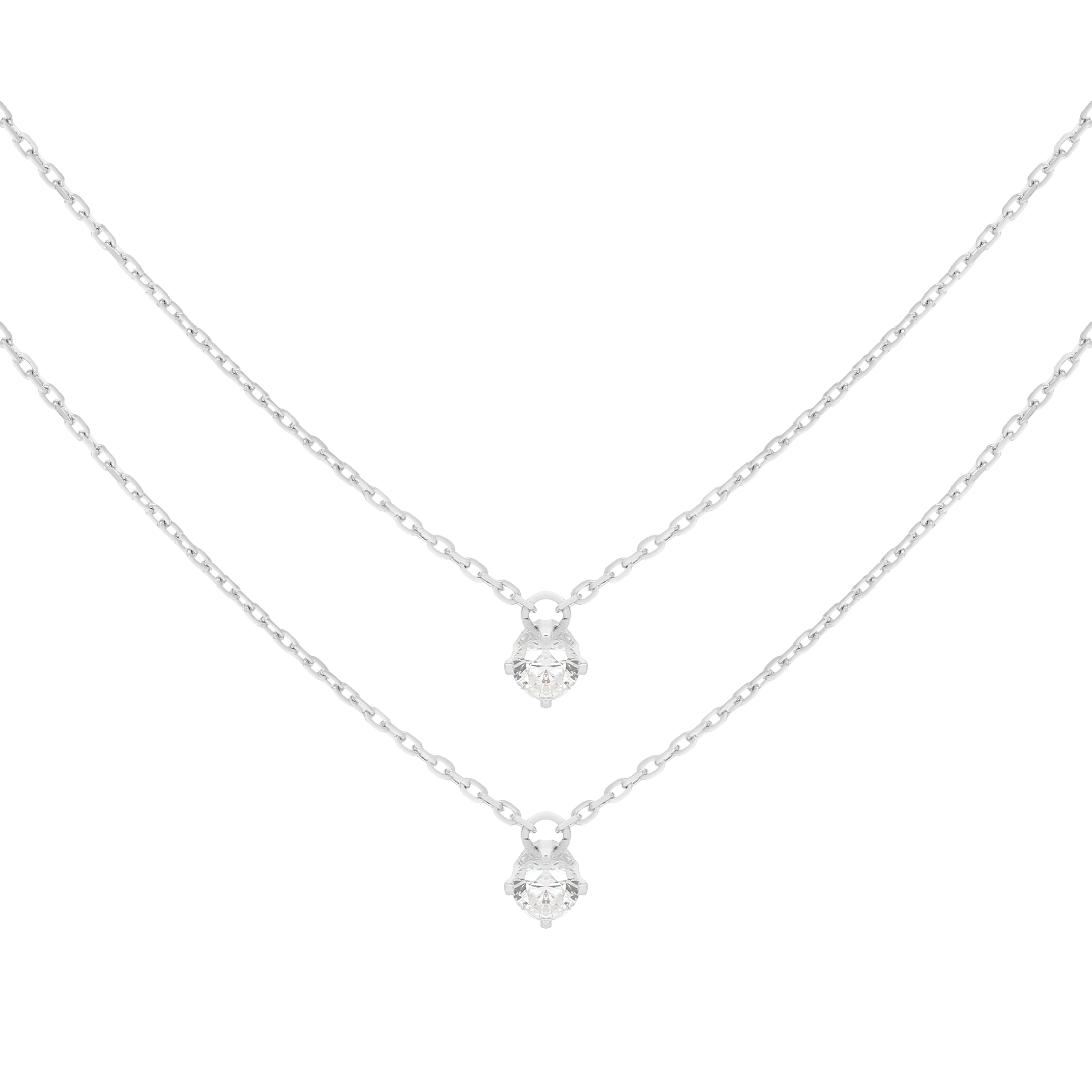 Gemini Gemstone Double Chain Necklace - Sterling Silver