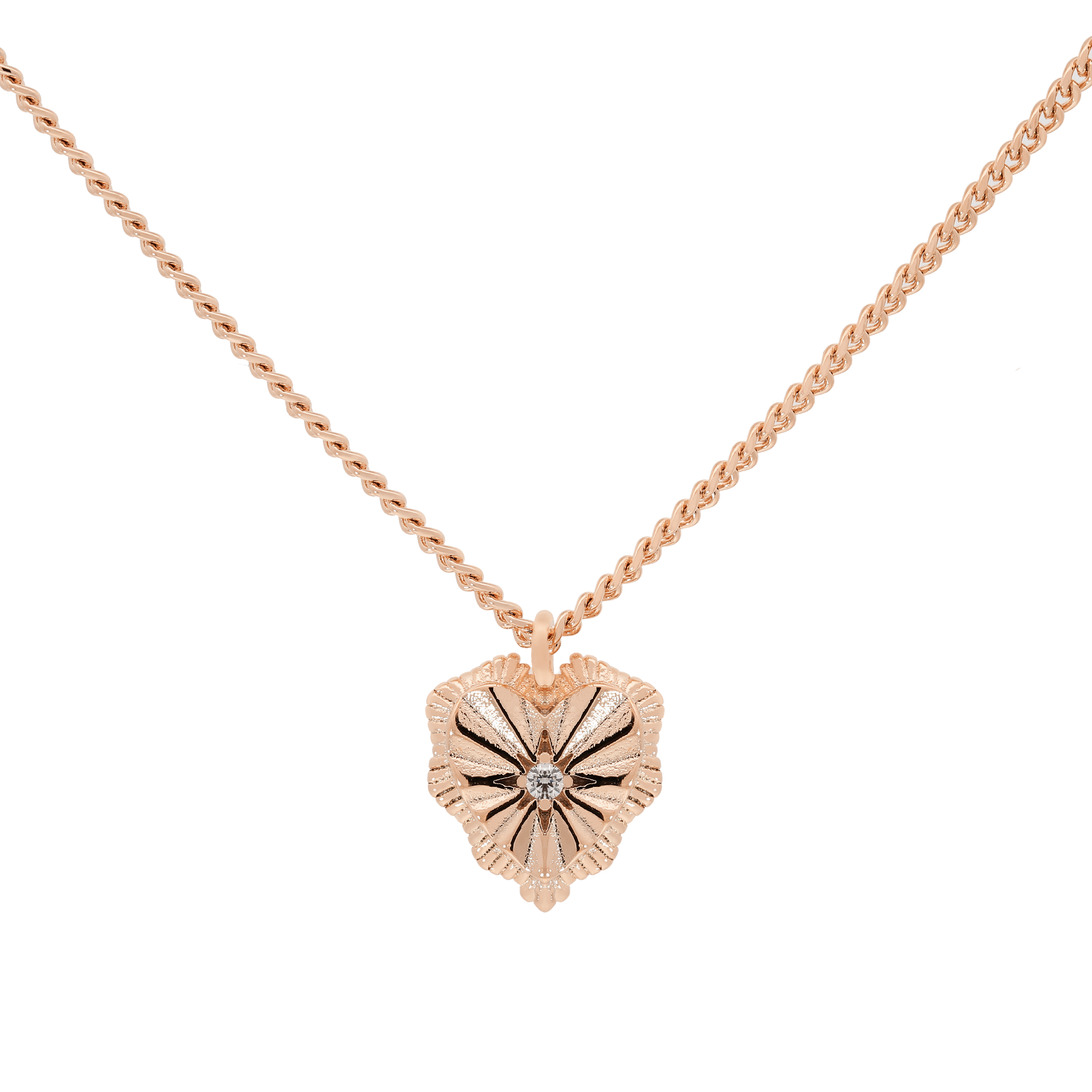 Pulse Heart Pendant Necklace - Rose Gold