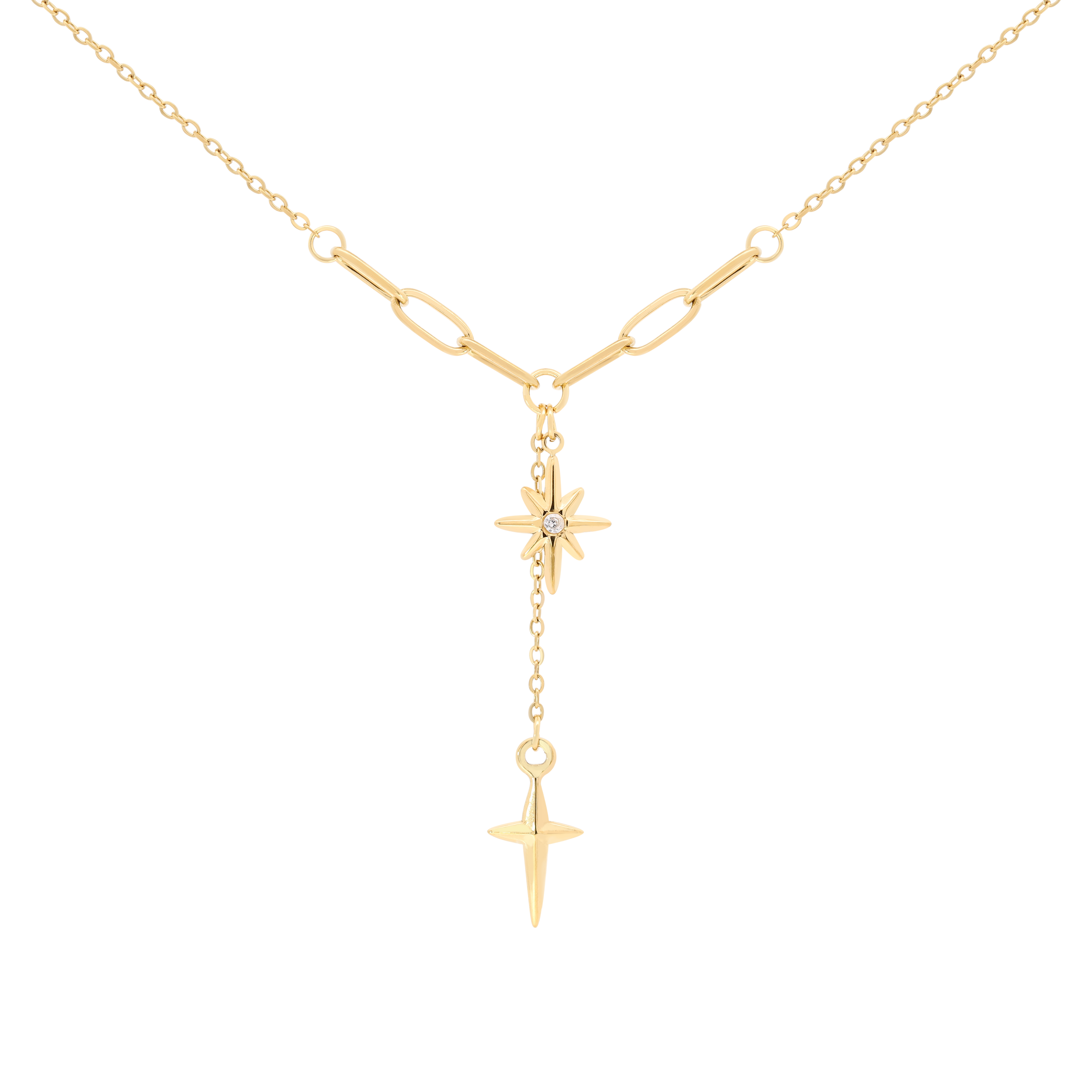 Nova Gemstone Star Drop Necklace - Gold