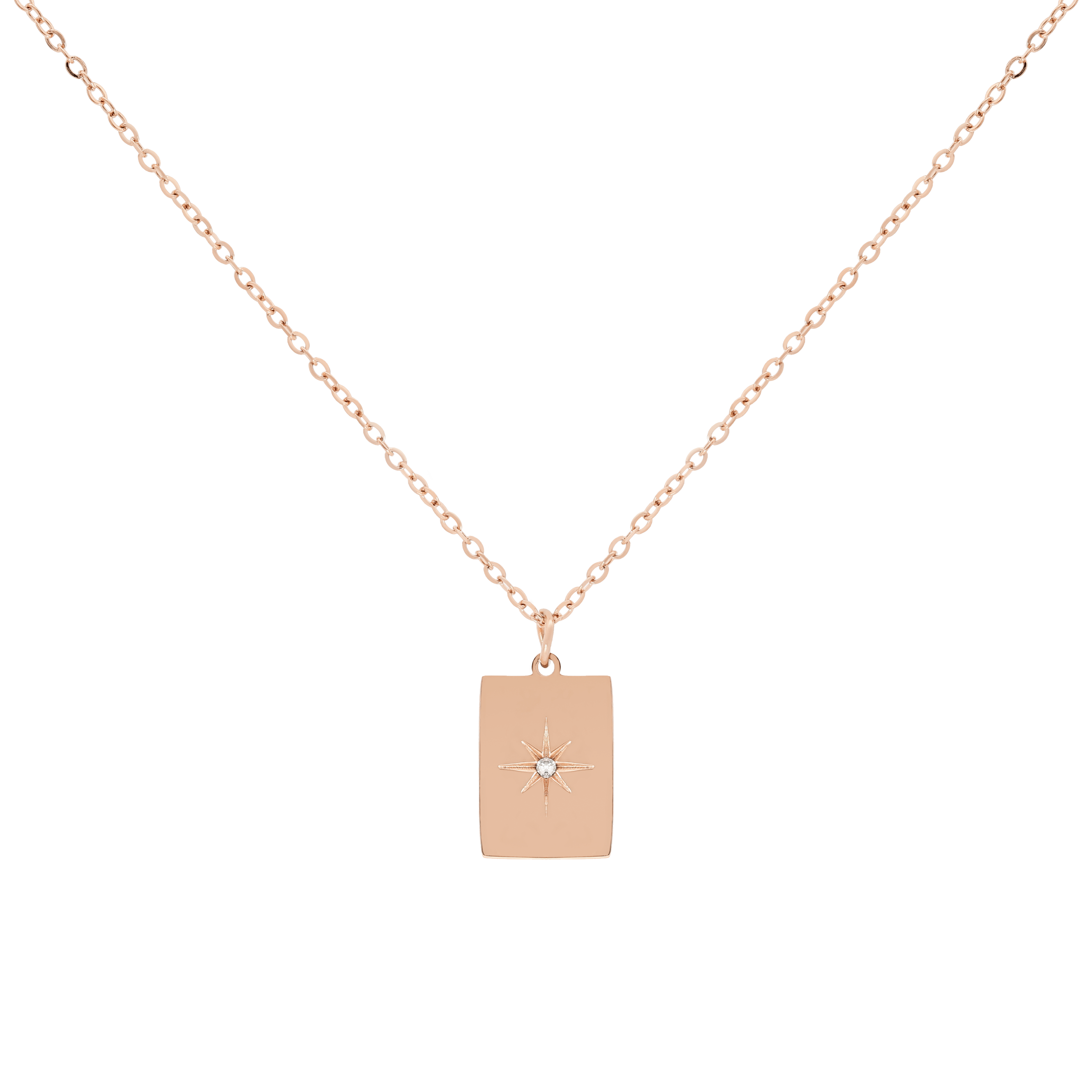 Tarot Card Star Pendant Necklace - Rose Gold