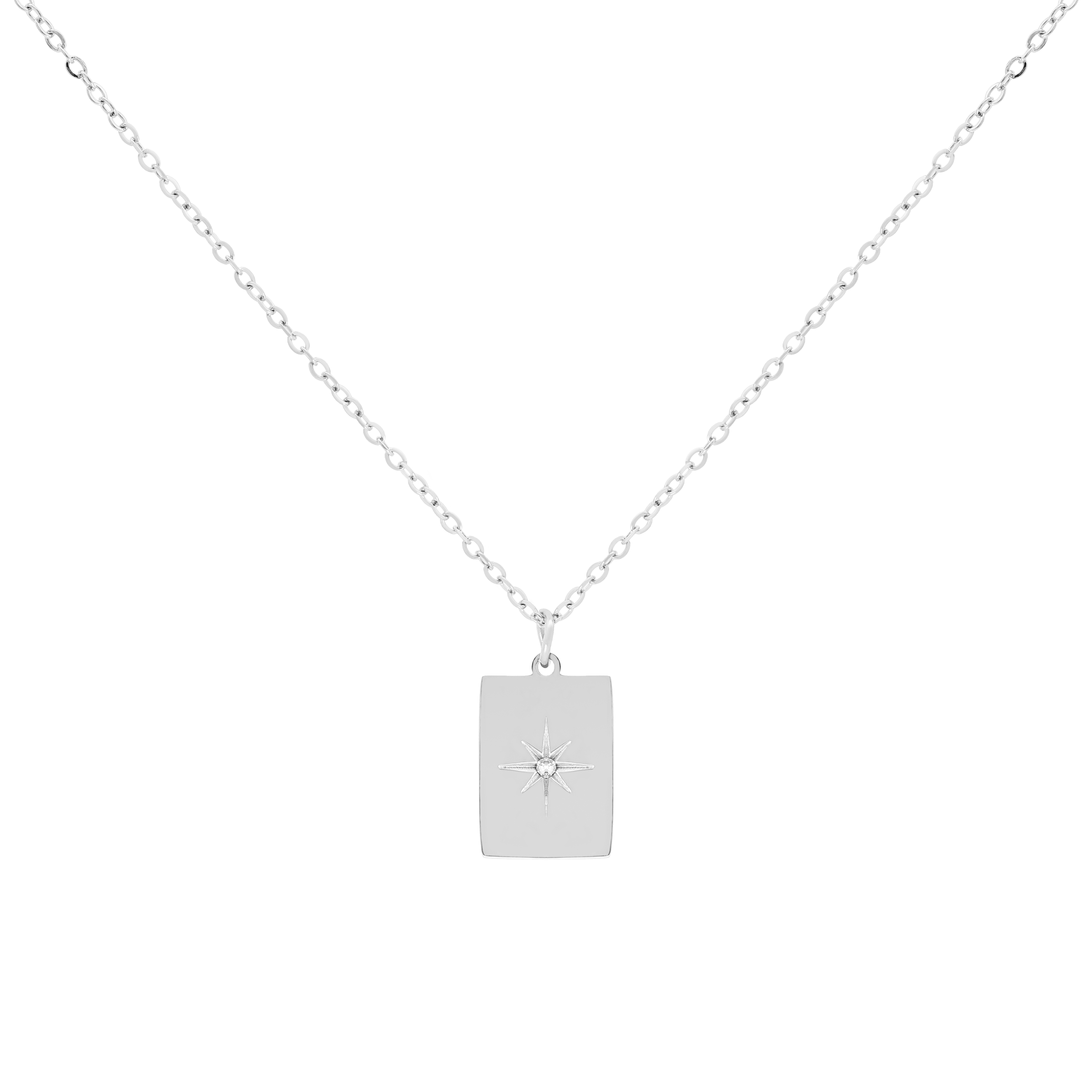 Tarot Card Star Pendant Necklace - Silver