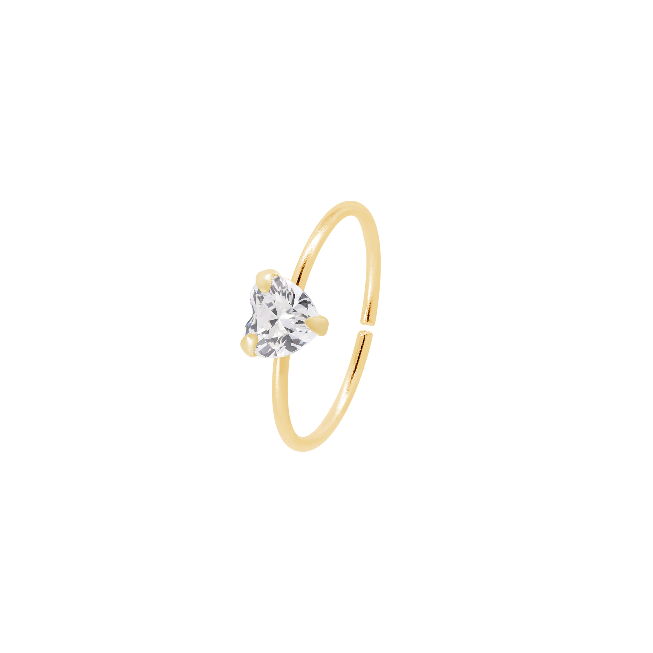 Purity Heart Nose Ring Sterling Silver & 18K Plating - Crystal/Gold