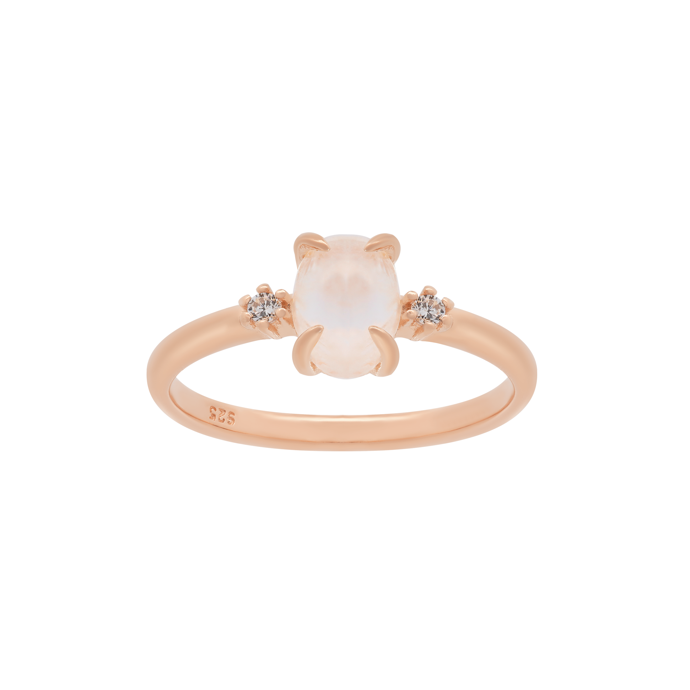 Euphoria Oval Moonstone & Gemstone Ring - Rose Gold