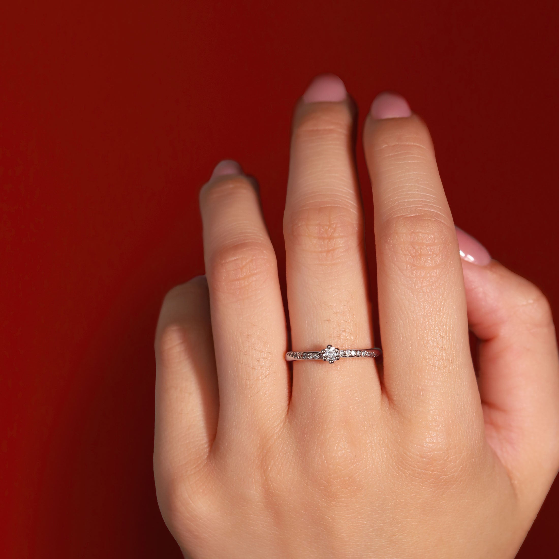 Lola Gemstone Twist Ring On Model - Sterling Silver