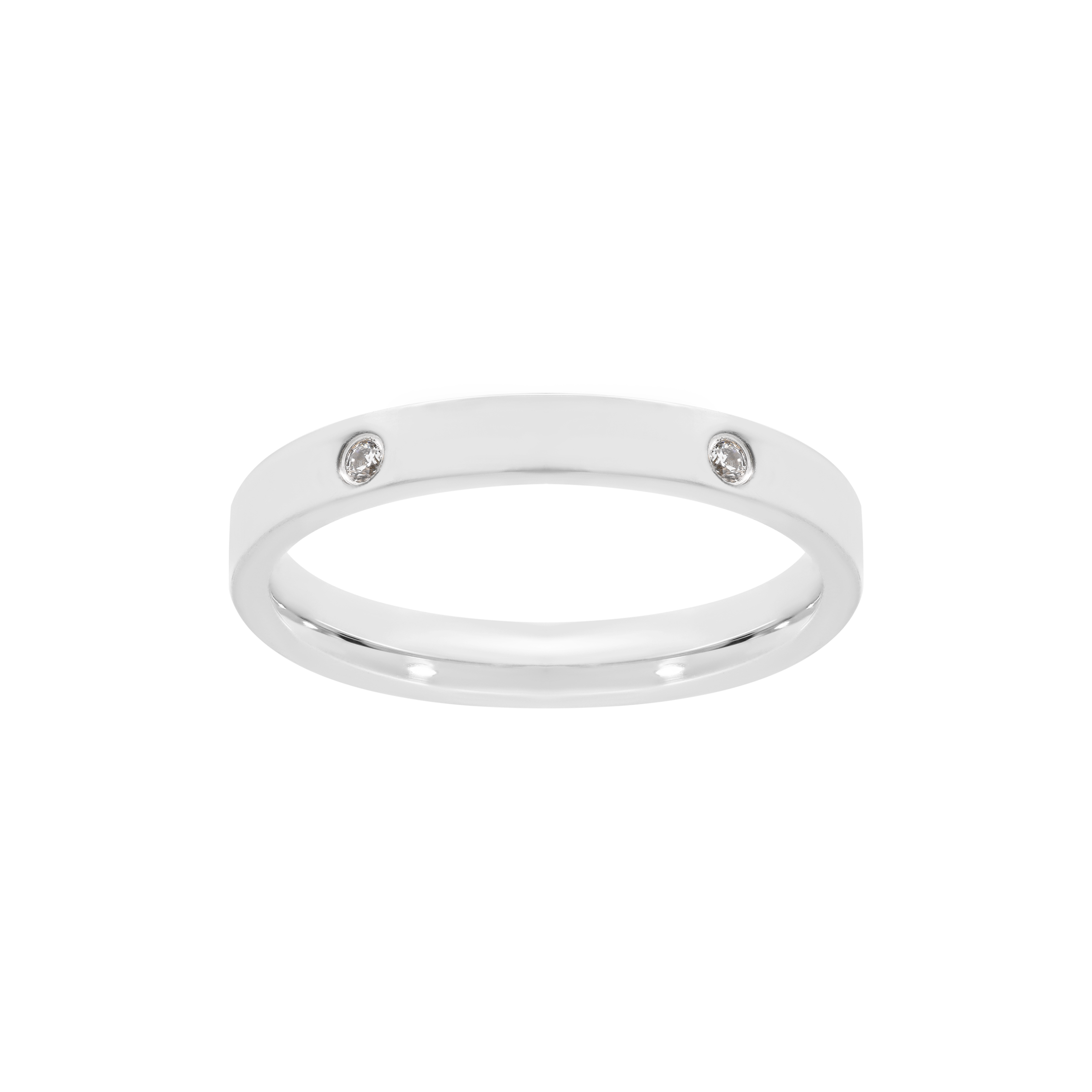 Ravena Thick Band Gemstone Inset Ring - Silver