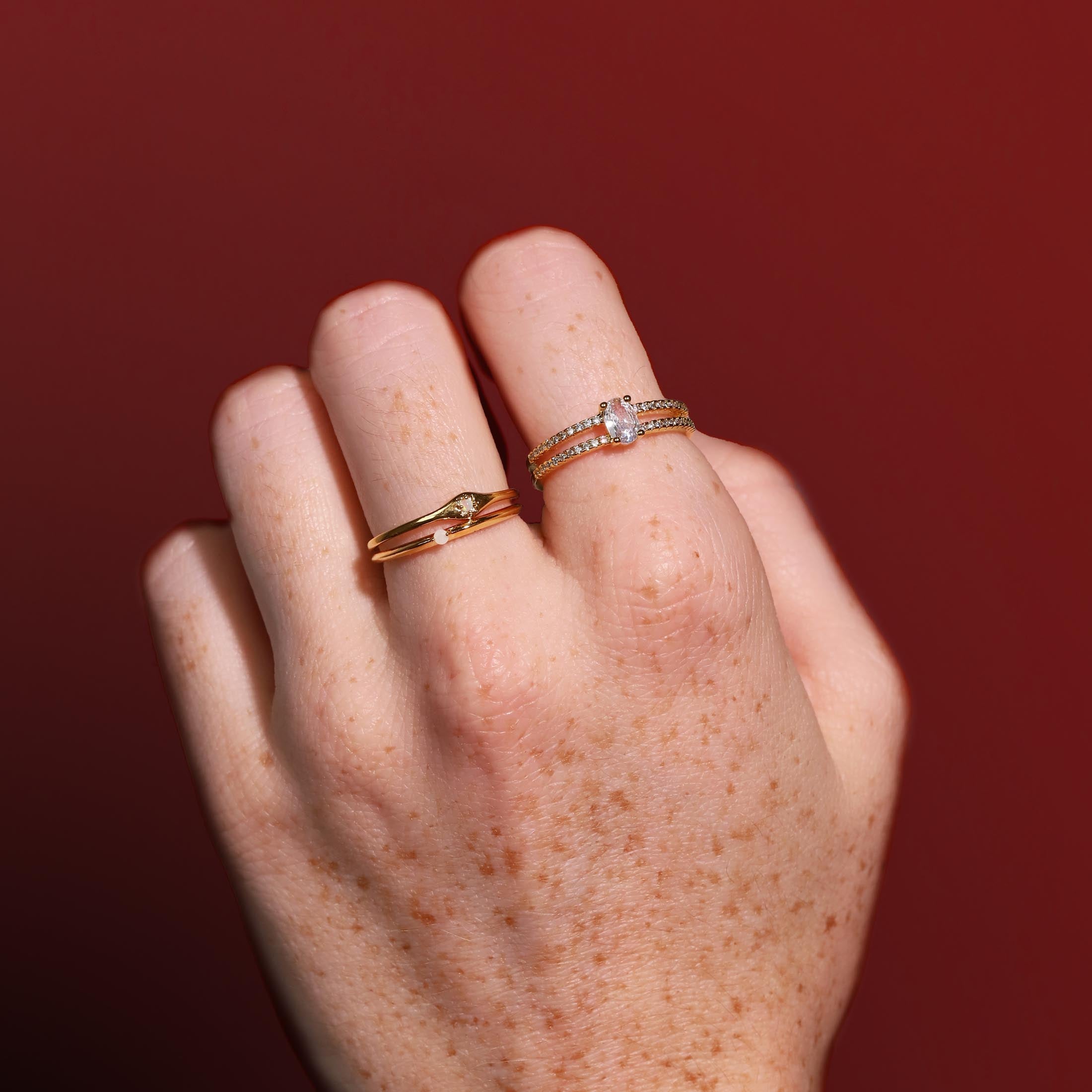 Mystic Star Opal Ring On Model 2 - Gold