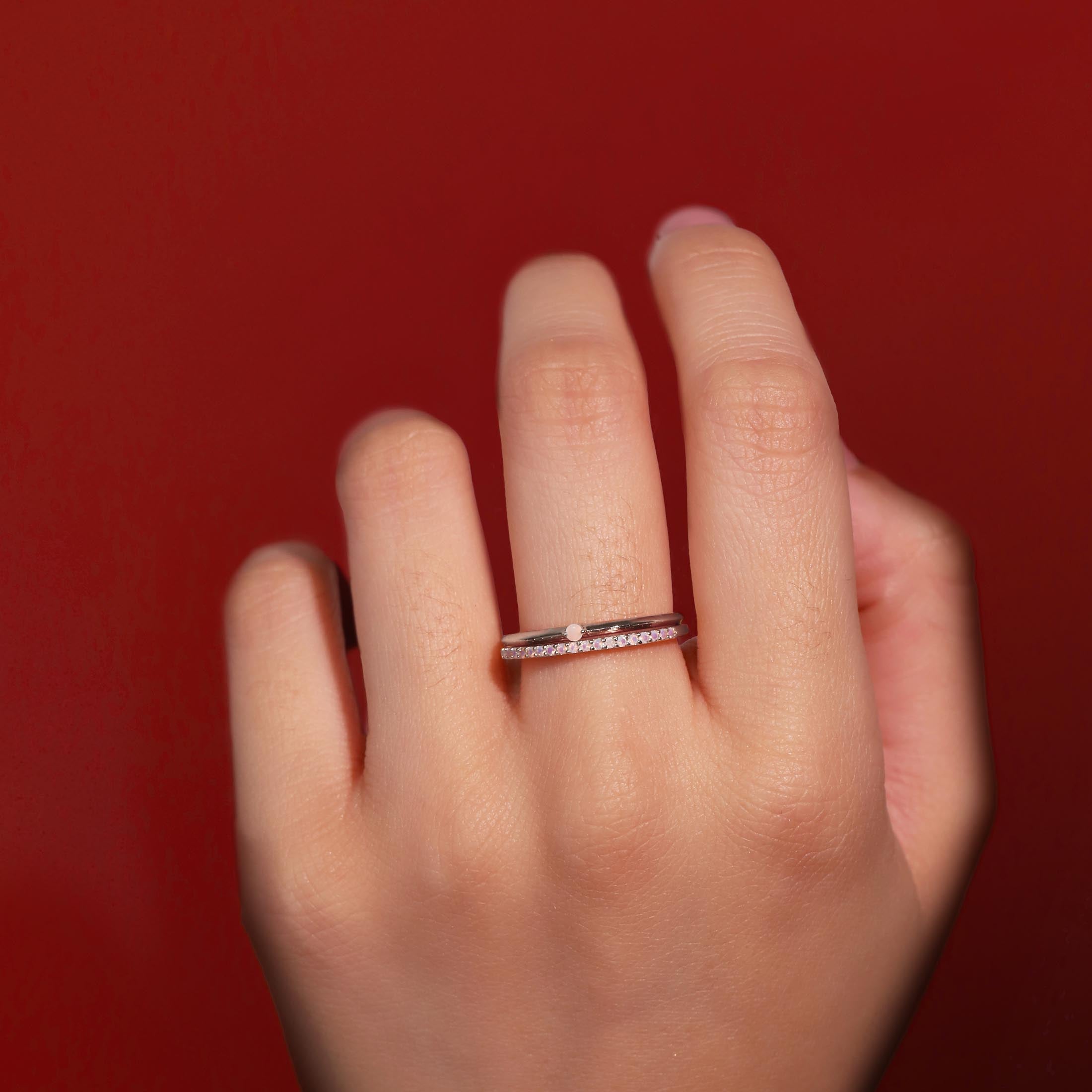 Orion Opal Ring On Model 2 - Sterling Silver