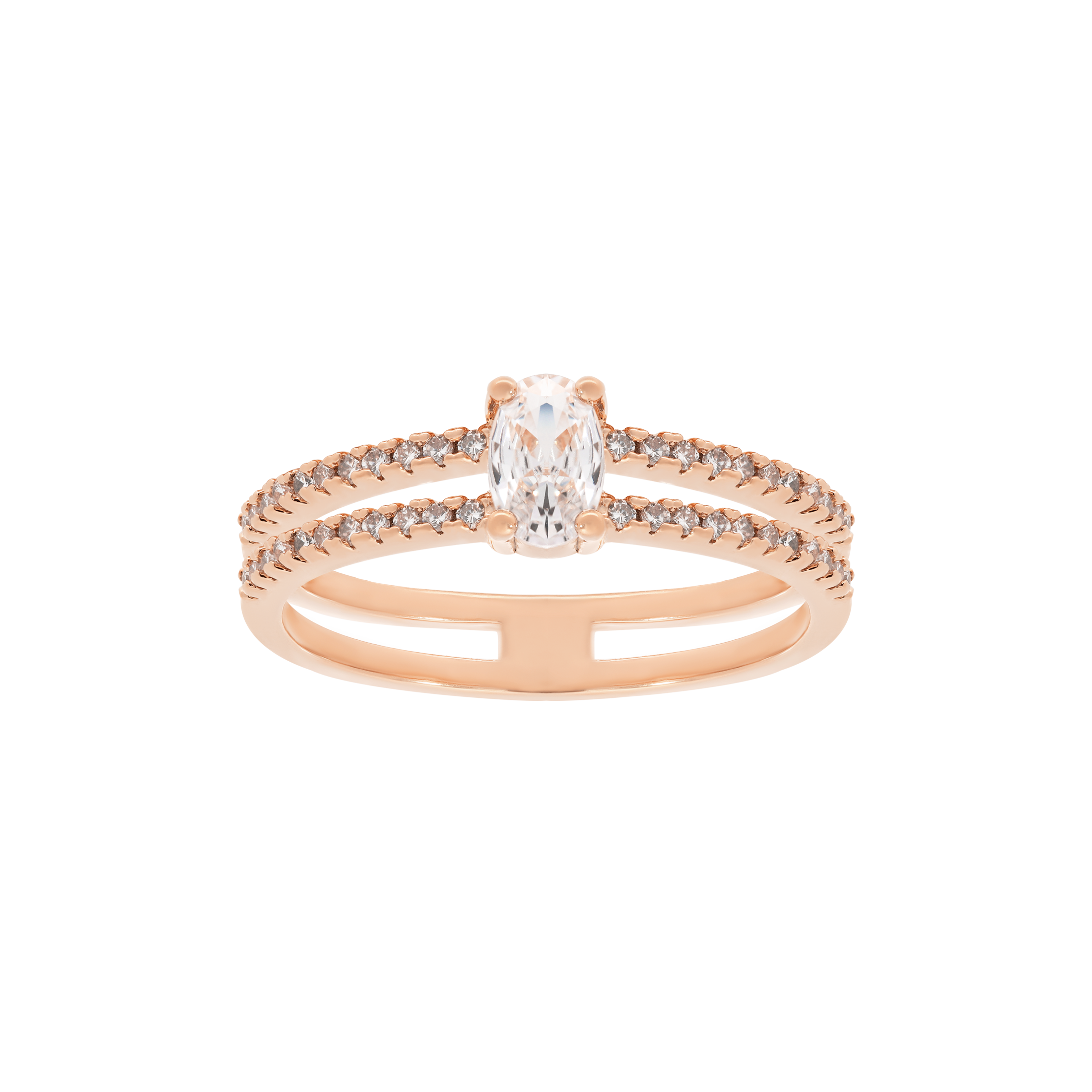 Vivienne Double Band Gemstone Ring - Rose Gold