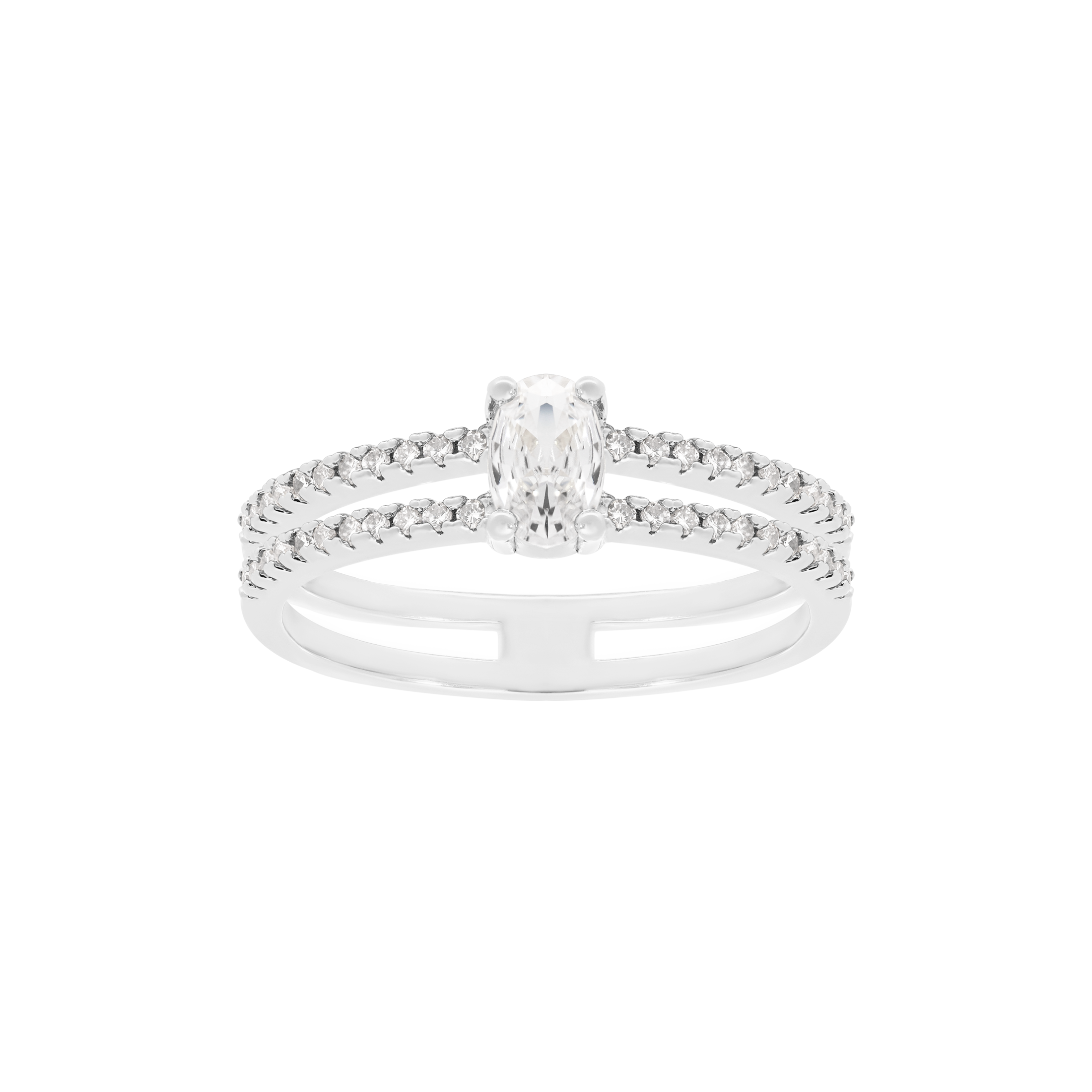 Vivienne Double Band Gemstone Ring - Sterling Silver