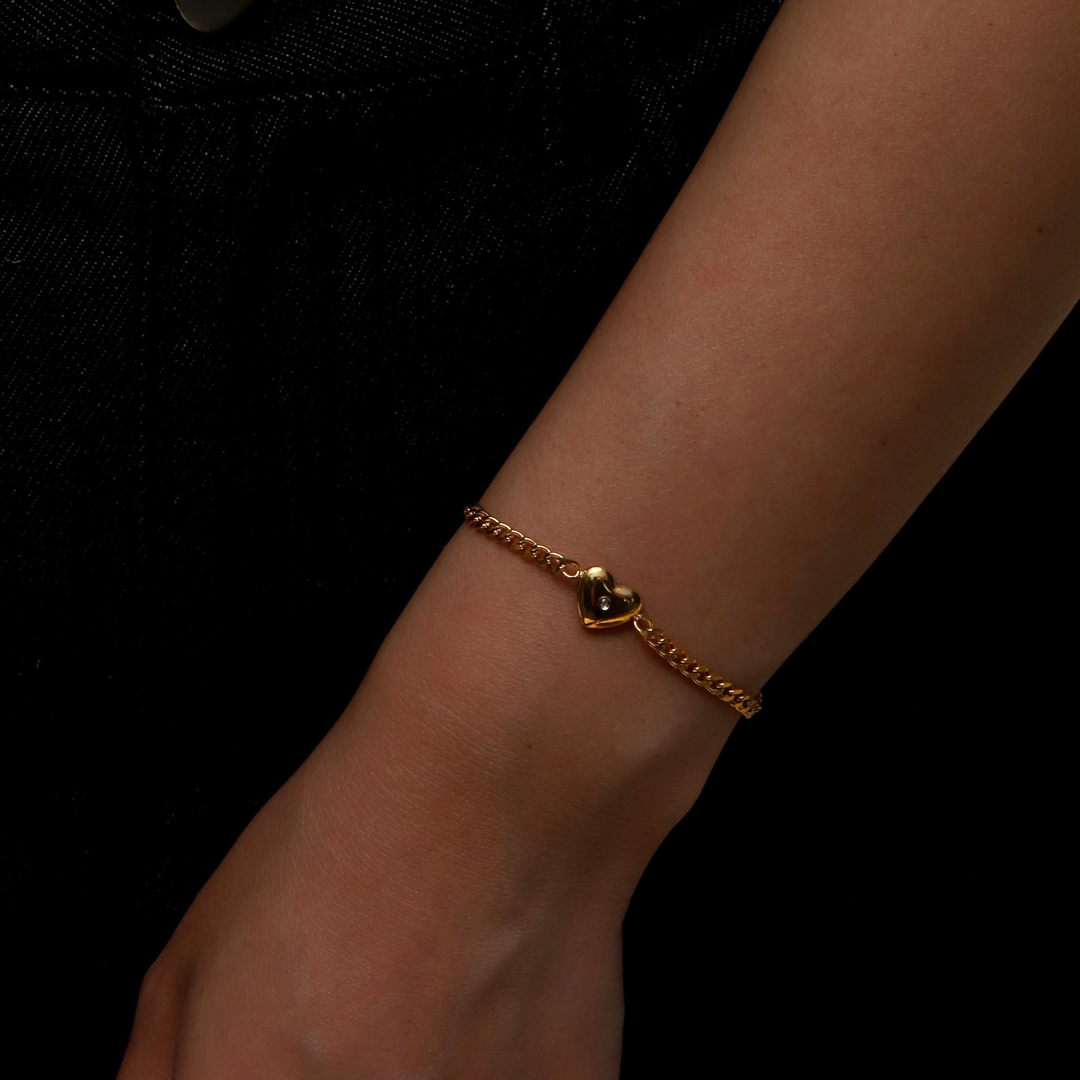 Affinity Heart Pendant Bracelet On Model 2 - Gold