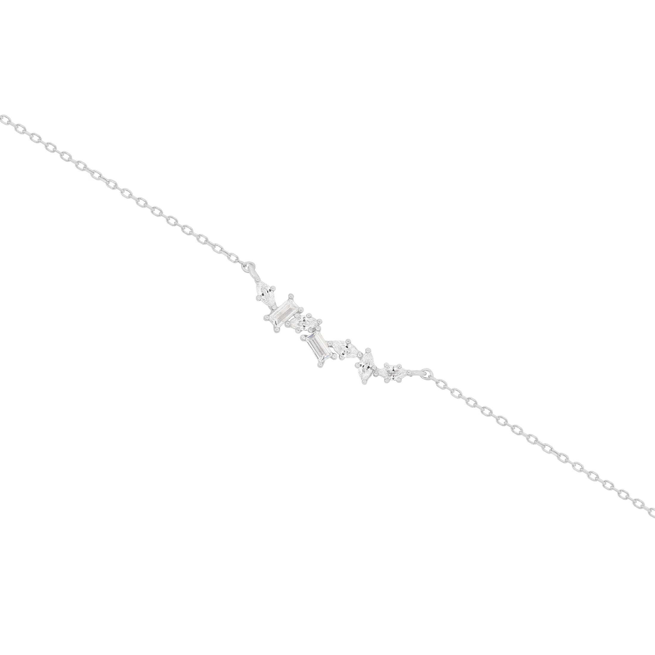 Cluster Gemstone Fine Bracelet - Silver