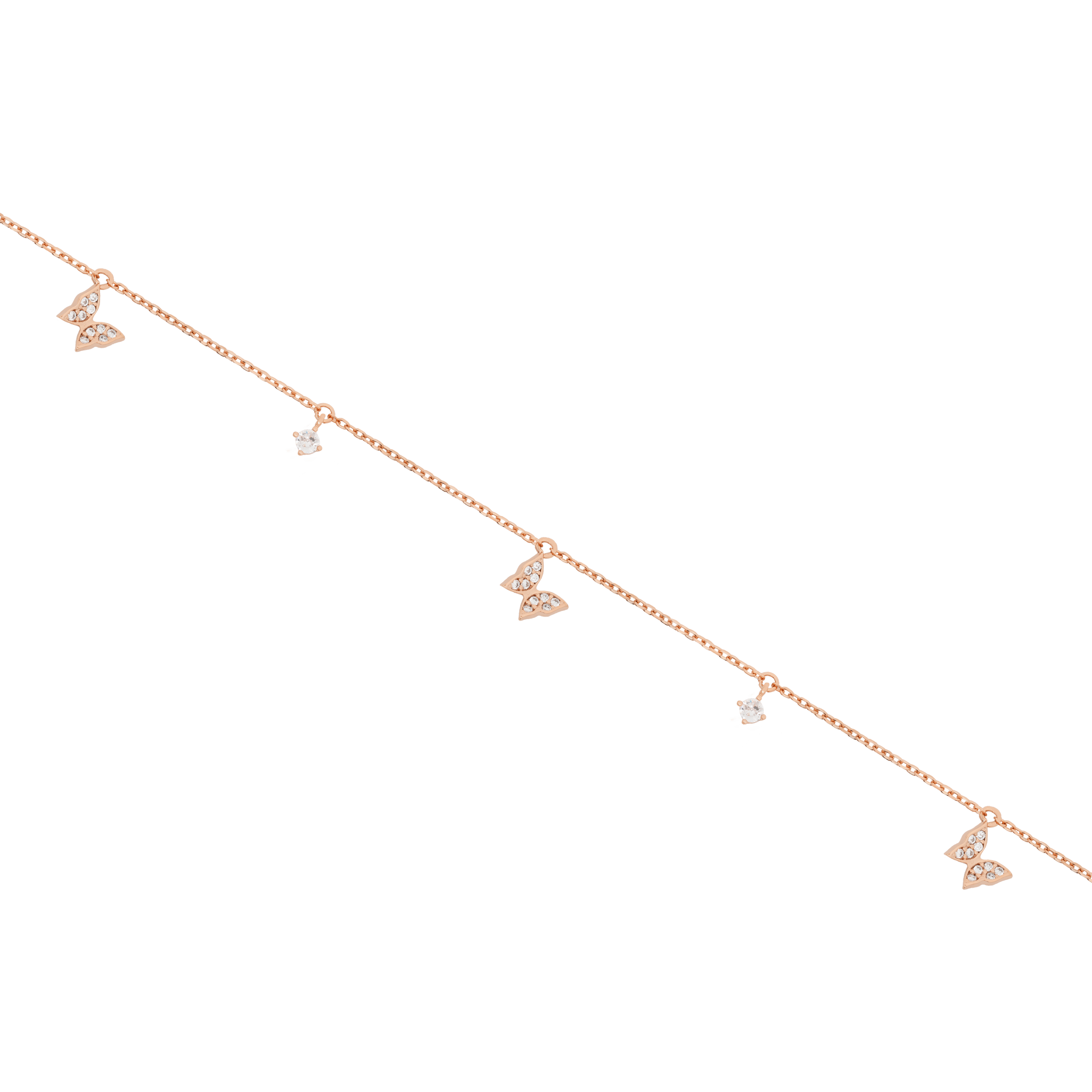 Flutter Butterfly Gemstone Charm Bracelet - Rose Gold