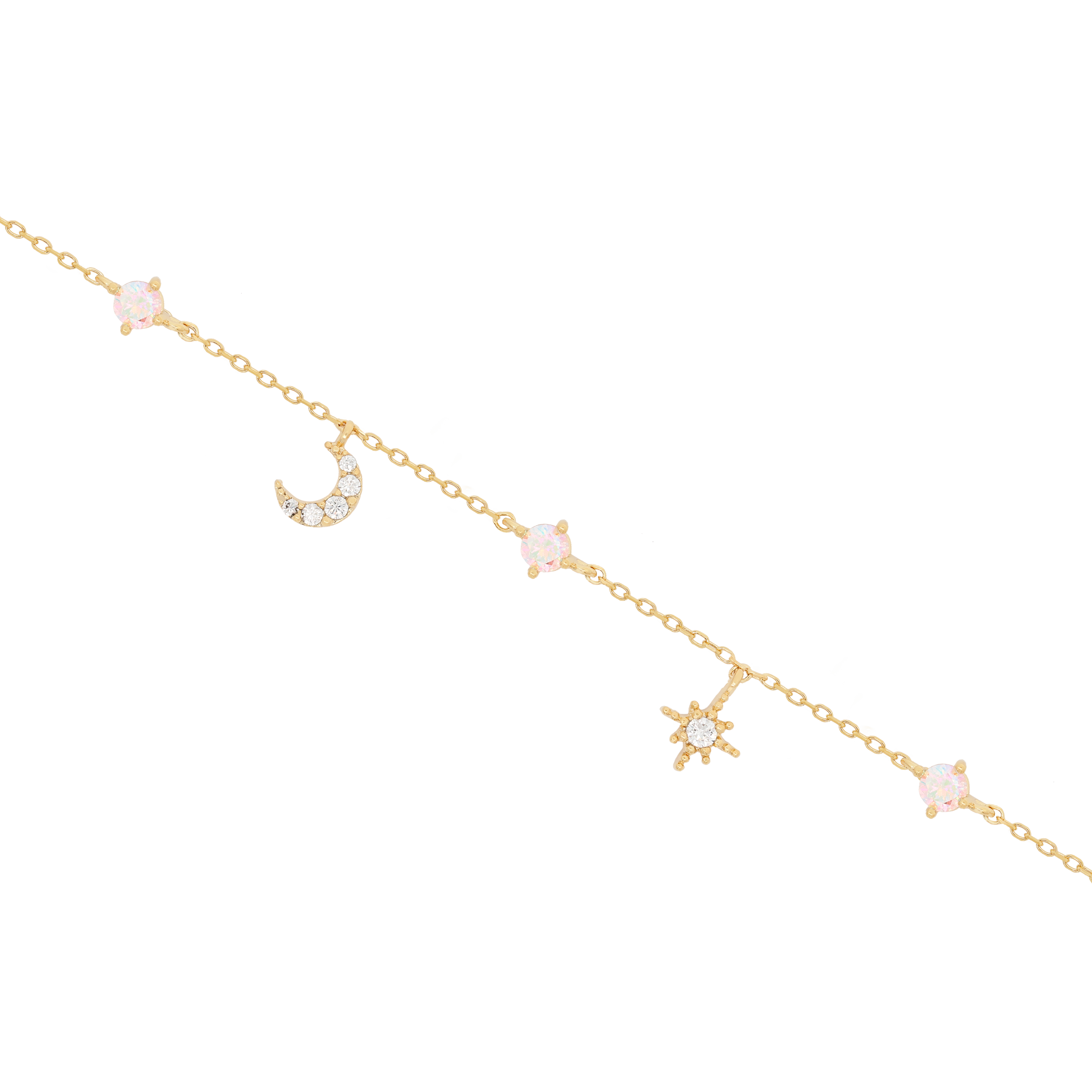 Lunette Moon & Star Gemstone Charm Bracelet - Gold