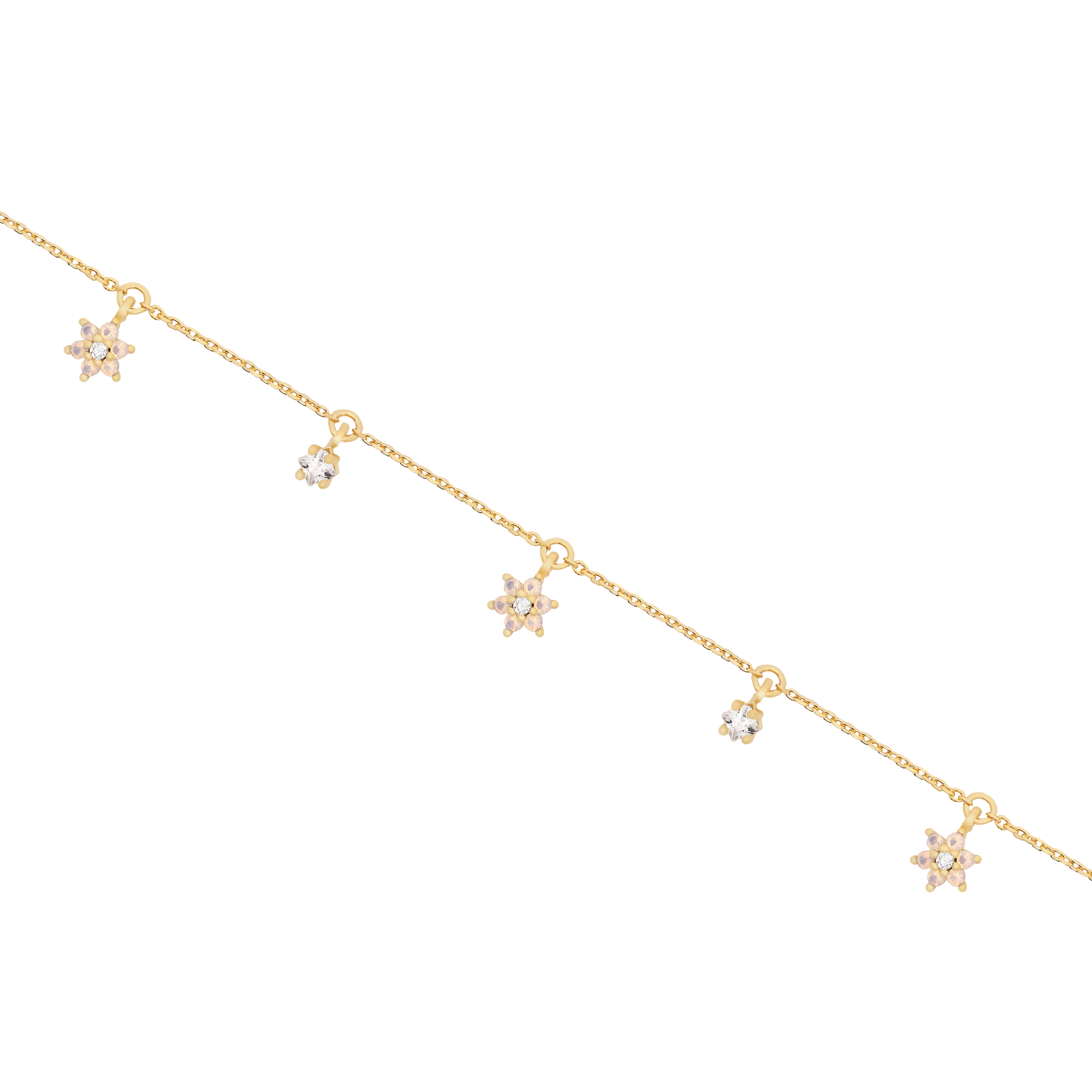 Lush Flower & Gemstone Bracelet - Gold