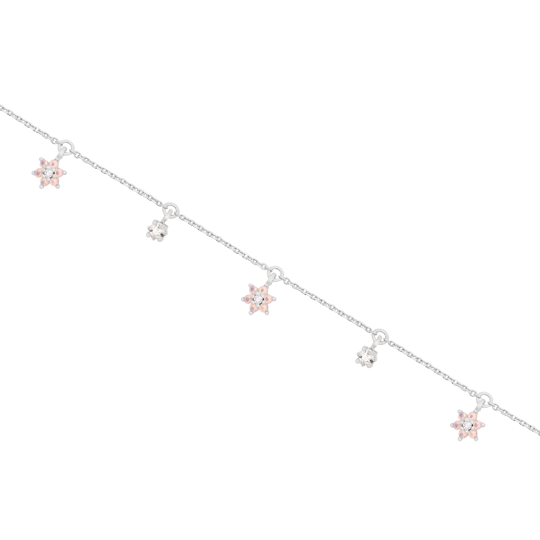 Lush Flower & Gemstone Bracelet - Sterling Silver